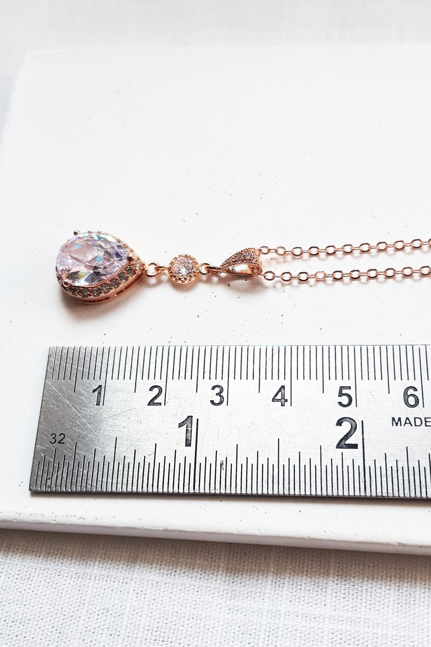 Rose gold earrings and necklace set, rose gold wedding jewelry