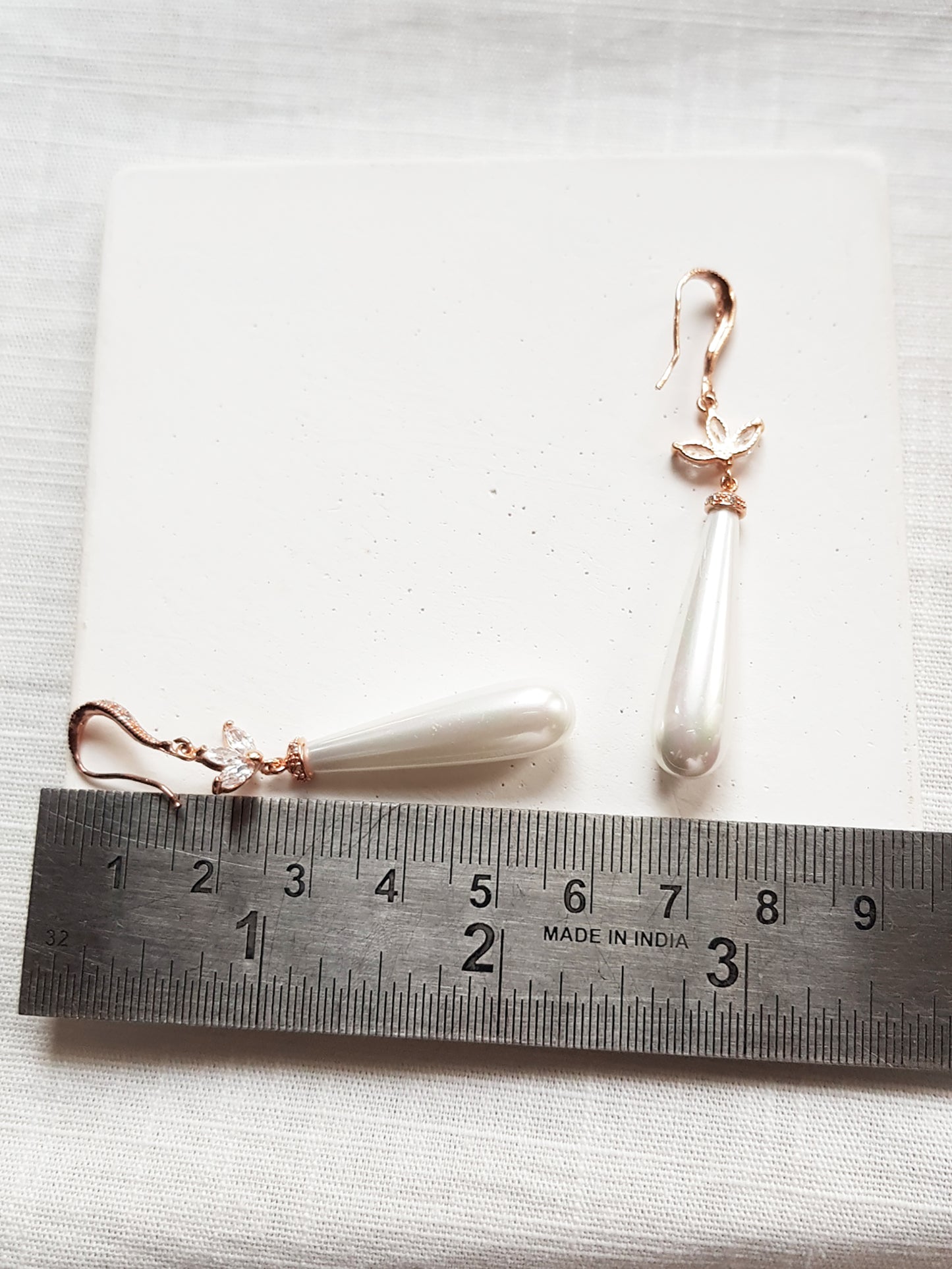 Rose gold pearl drop earrings