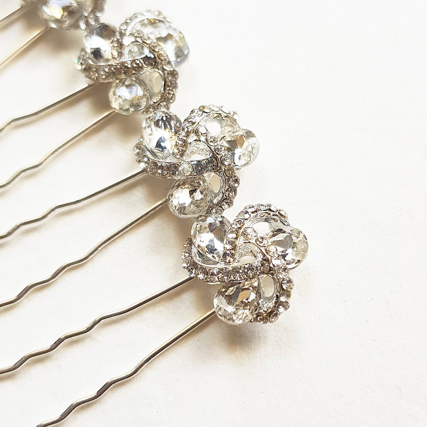 Art Deco Crystal Hair Pins for Wedding Silver