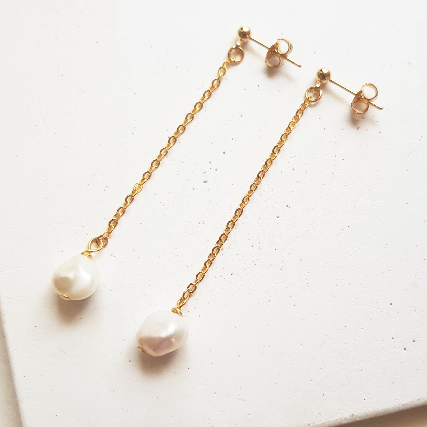 Long pearl earrings wedding - freshwater pearl dangle