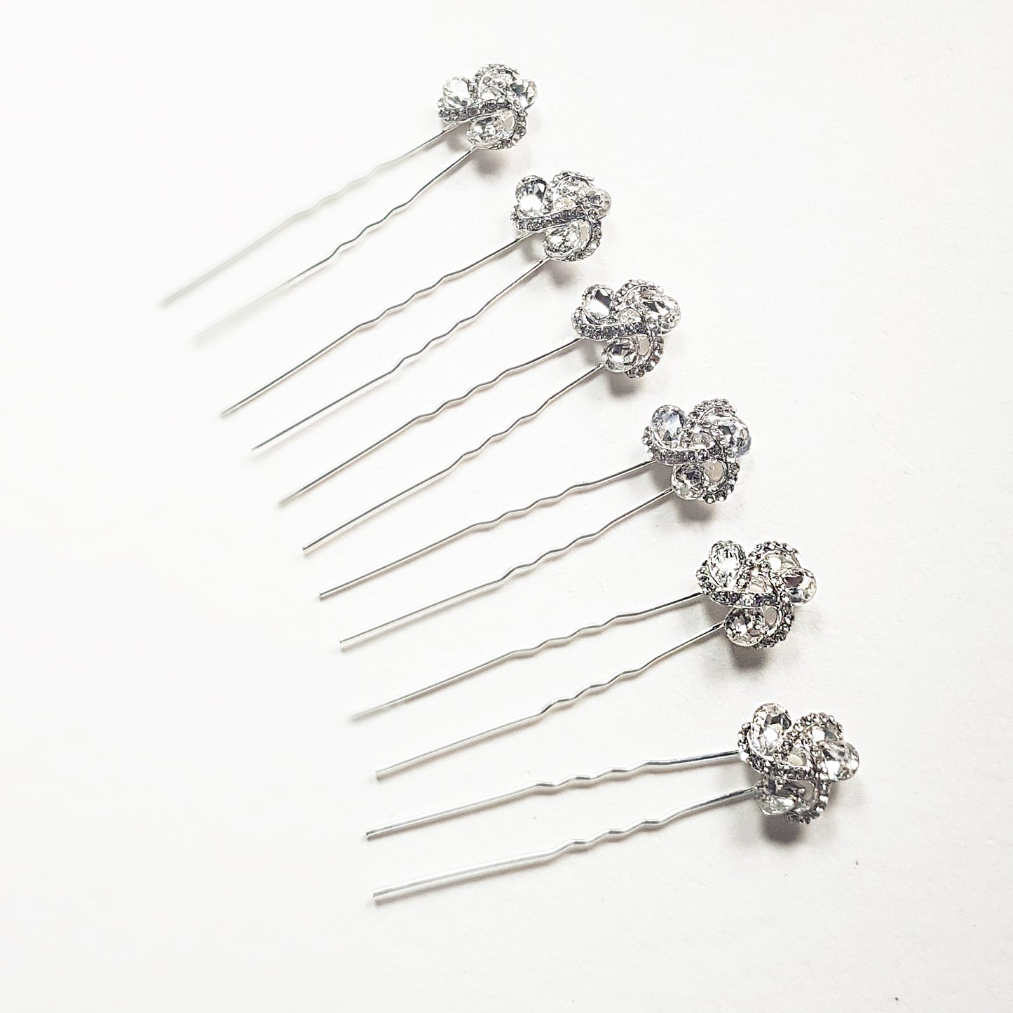 Art Deco Crystal Hair Pins for Wedding Silver