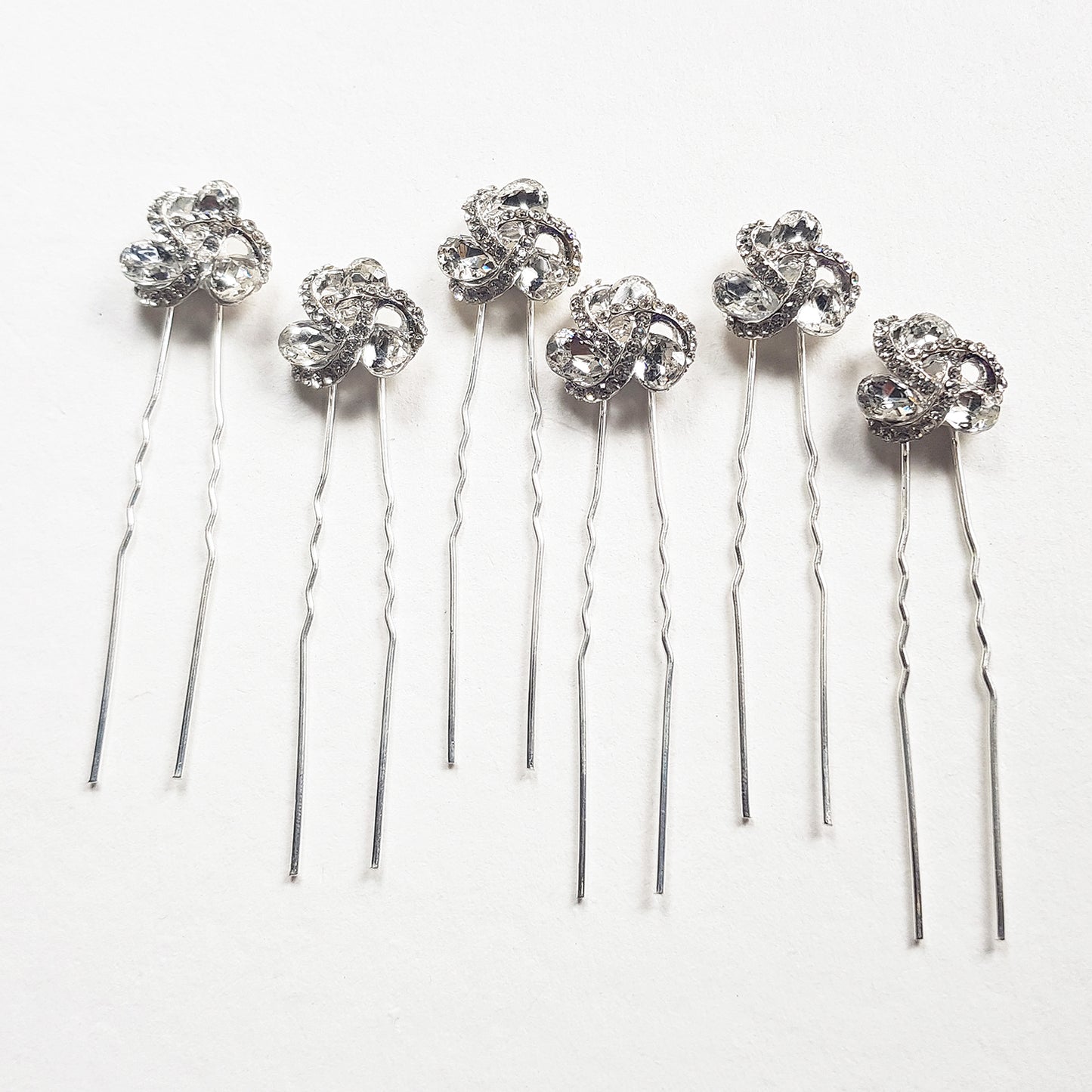 Art Deco Crystal Hair Pins for Wedding Silver