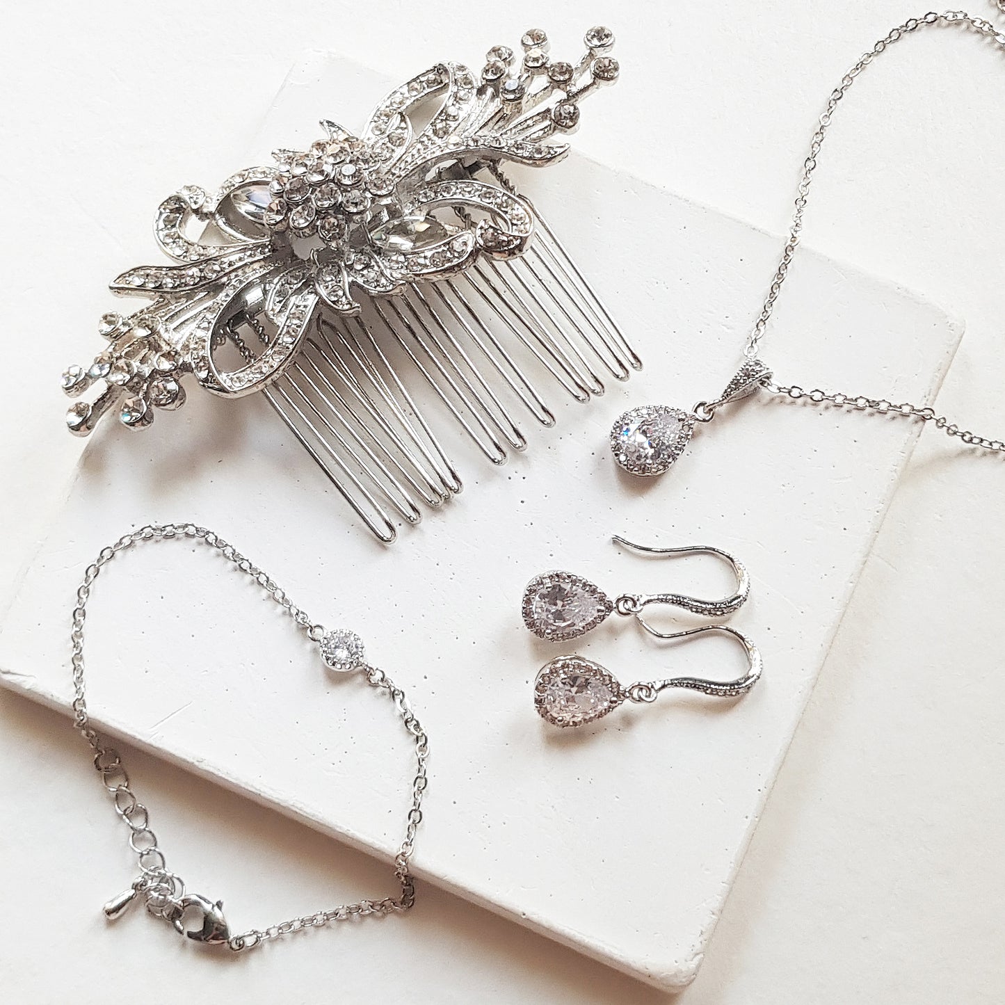 Vintage Sparkle Hair Comb Silver