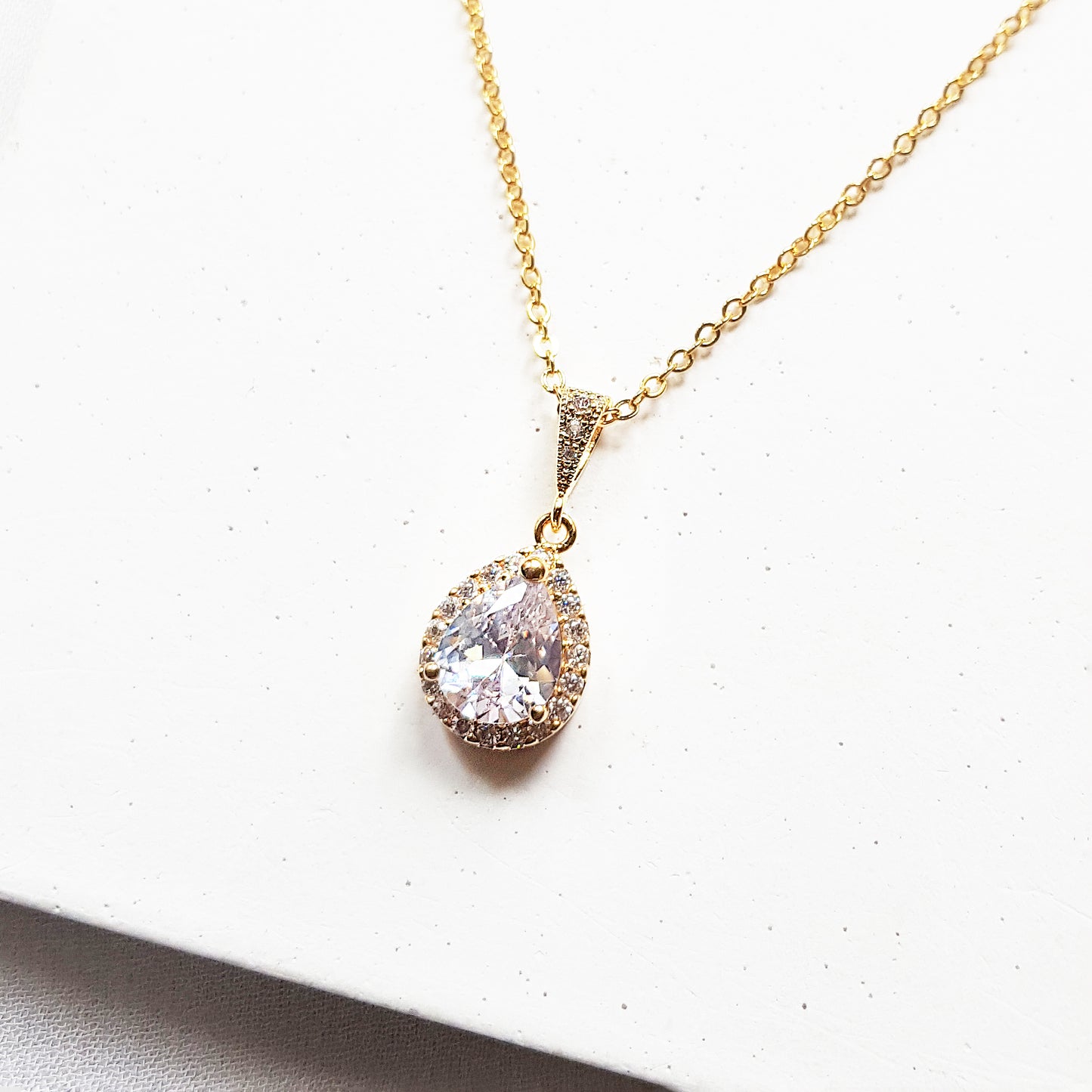 Gold teardrop crystal bridal earrings, bridal jewelry set