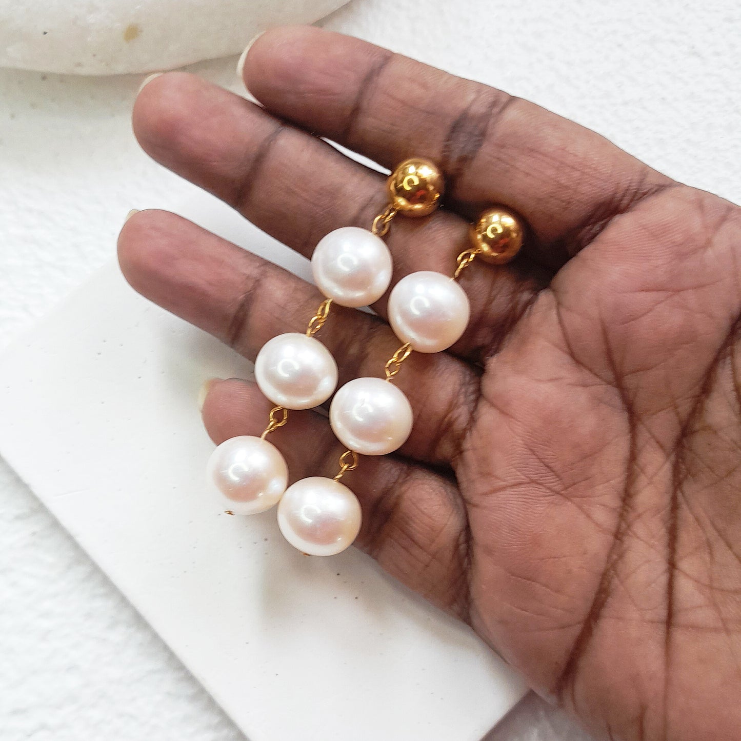 Freshwater pearl drop earrings for Modern and Boho Brides