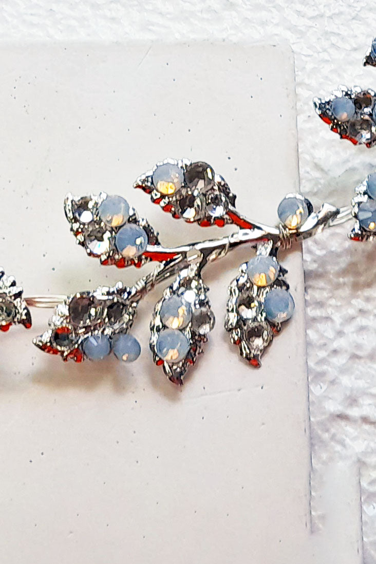 Opal Crystal Silver Leaf Headband | Bridal