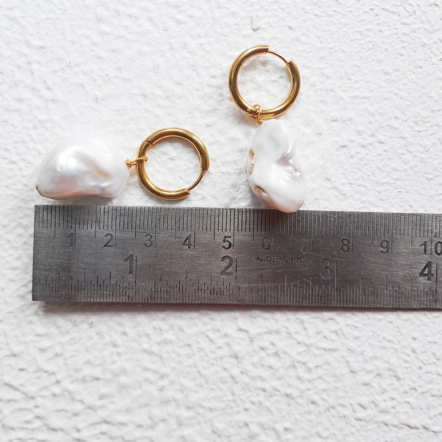 Fireball Pearl Hoop Earrings - Gold Statement