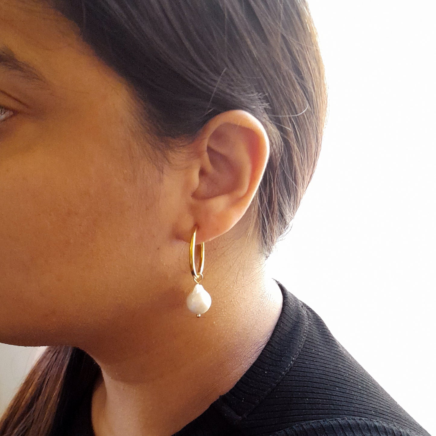 Large baroque pearl hoop earrings - Versatile and Perfect for Any Occasion