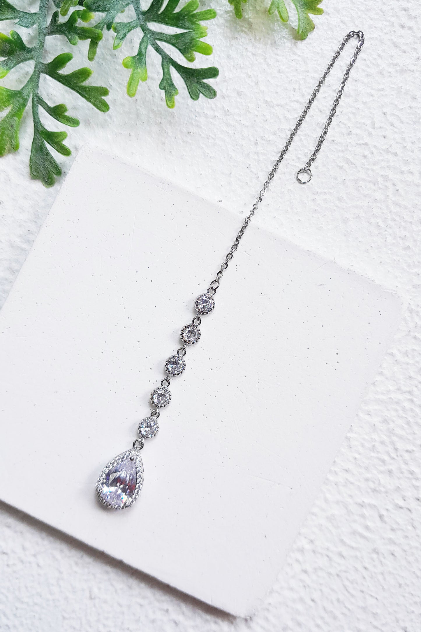 Silver Maang Tikka, Dainty Cubic Zirconia Bridal Headpiece, Boho Wedding Hair Jewelry