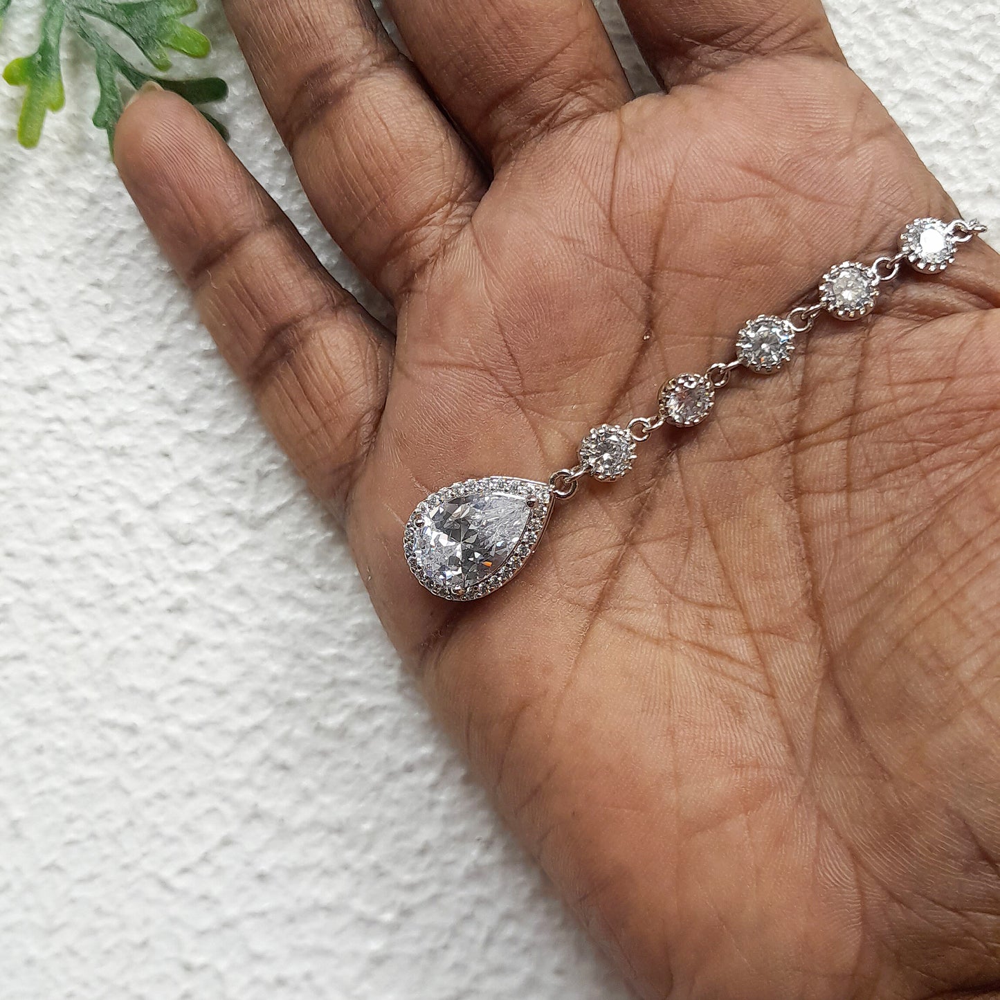 Silver Maang Tikka, Dainty Cubic Zirconia Bridal Headpiece, Boho Wedding Hair Jewelry