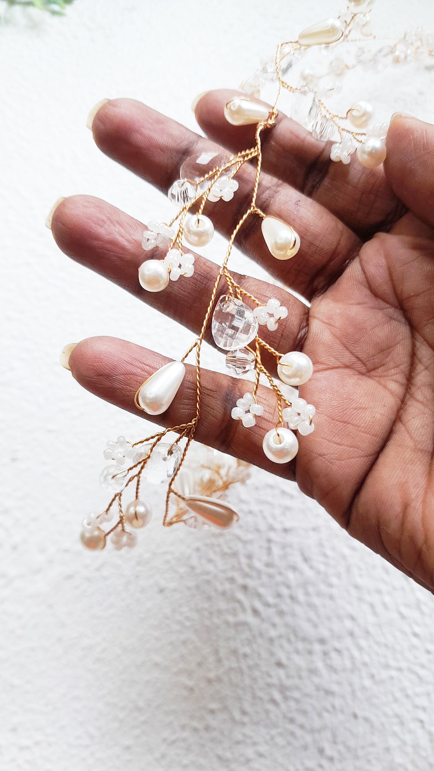 Gold Crystal Pearl Hair Vine | Bridal