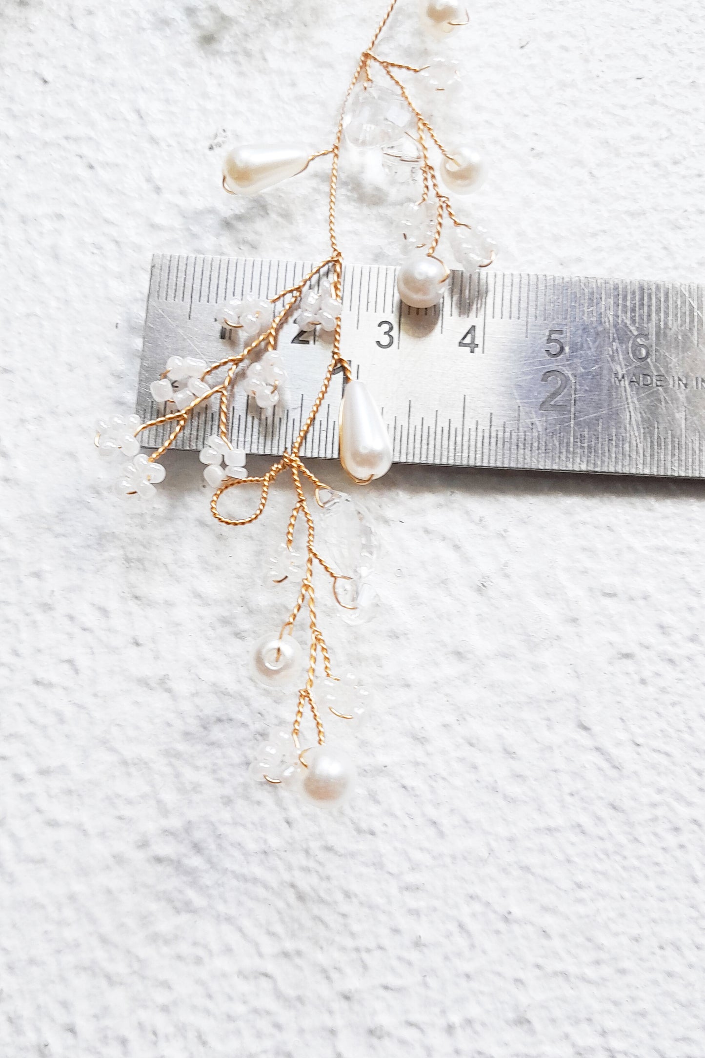 Gold Crystal Pearl Hair Vine | Bridal