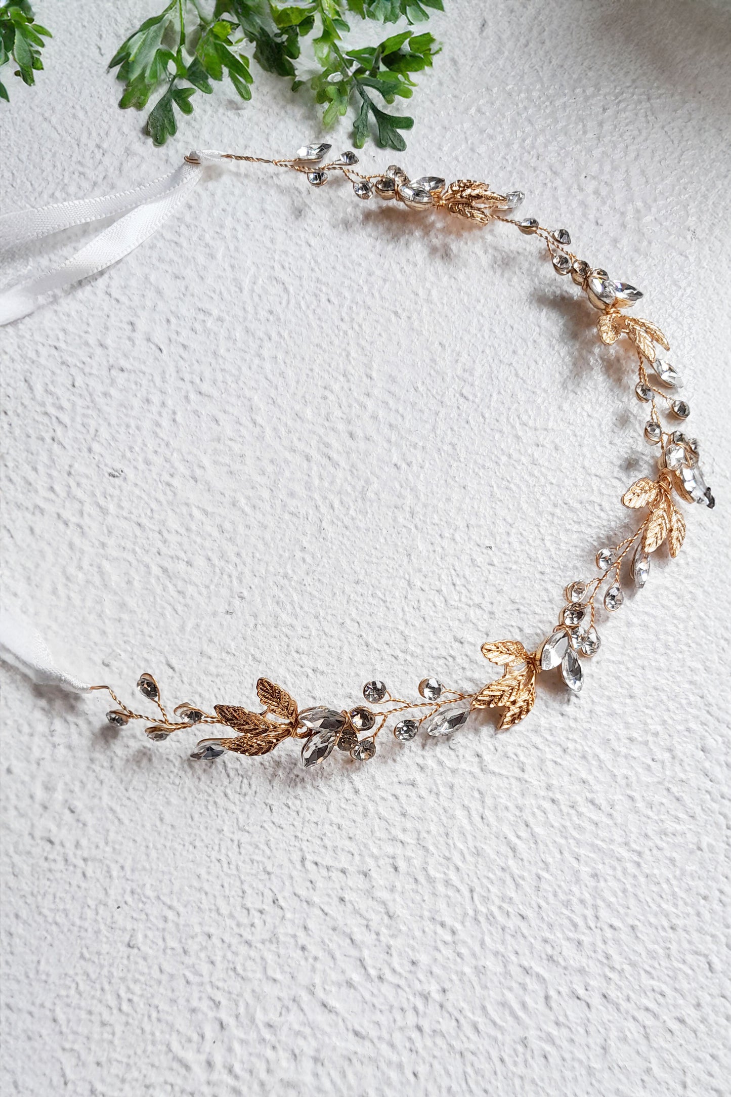 Dainty Leaf Crystal Hair Vine | Bridal