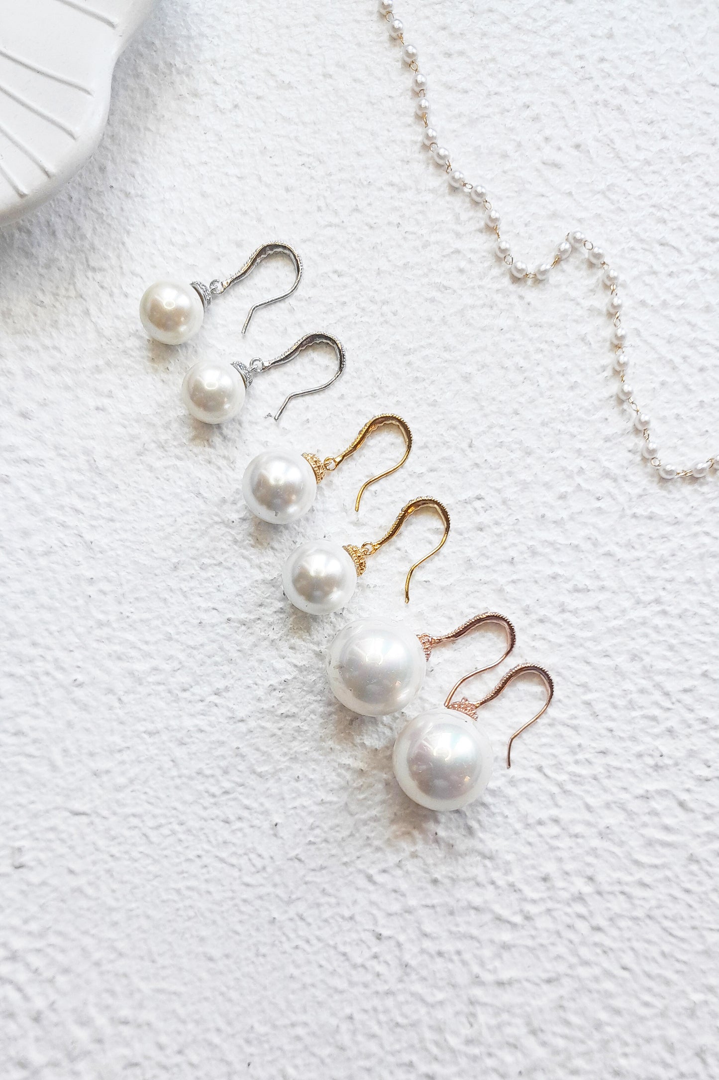 Pearl Drop Bridal Earrings CZ Hook