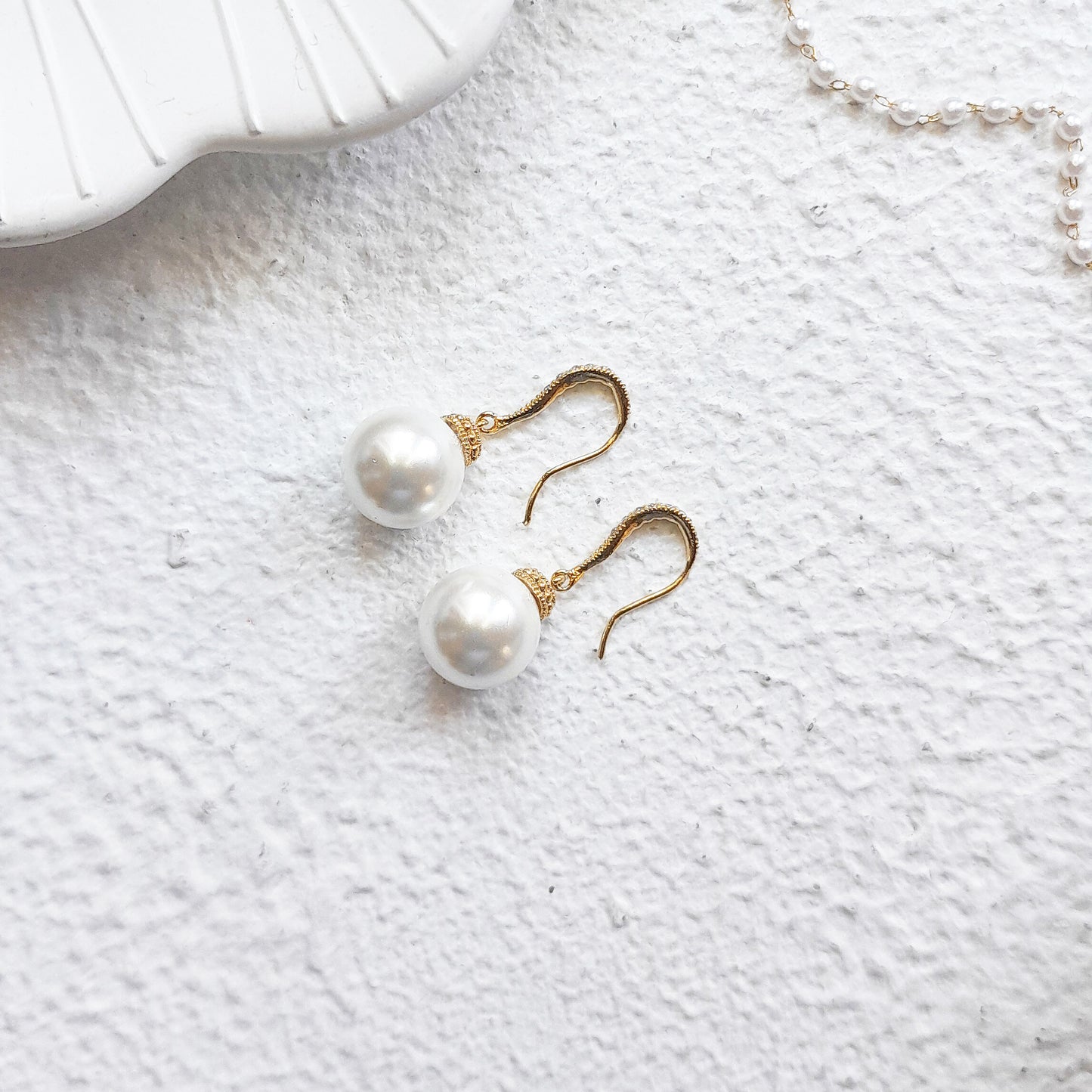 Pearl Drop Bridal Earrings CZ Hook