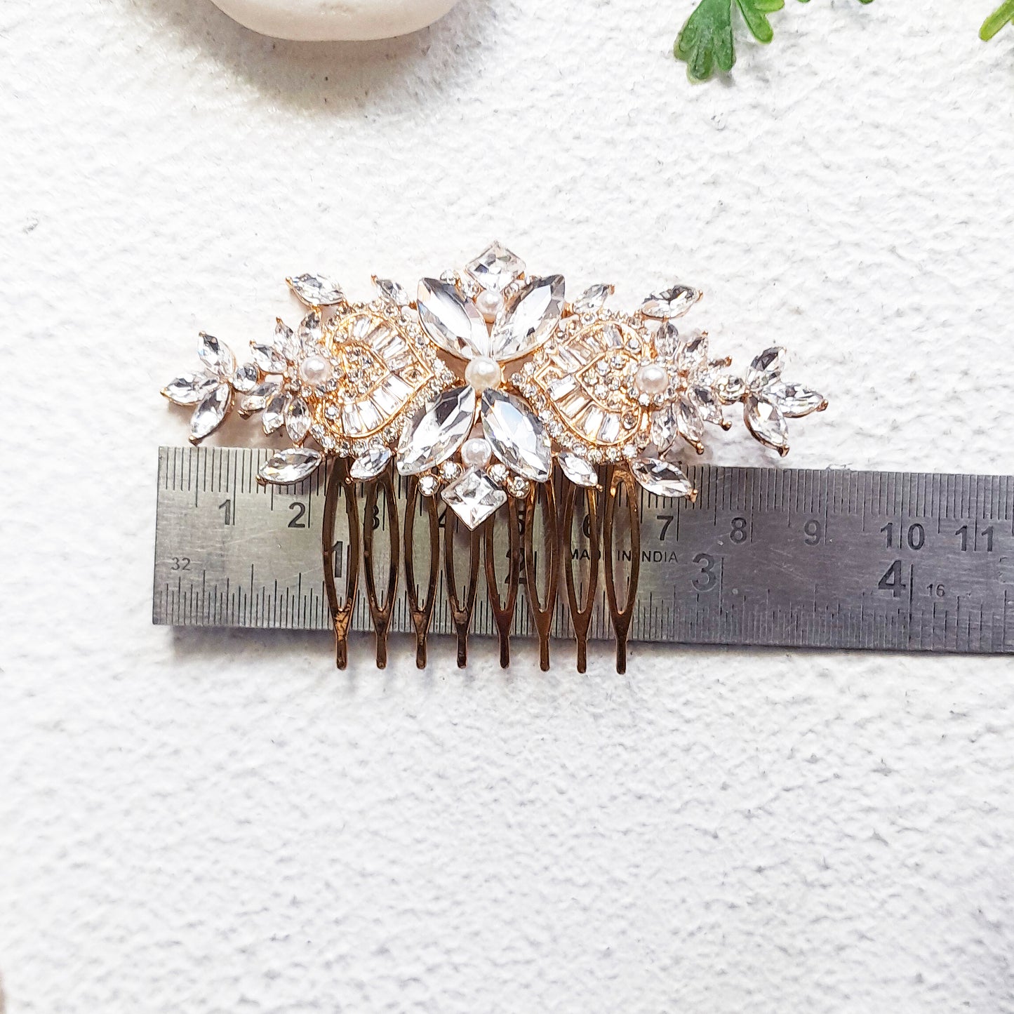 Vintage Style Art Deco Crystal Bridal Comb in Gold and Silver