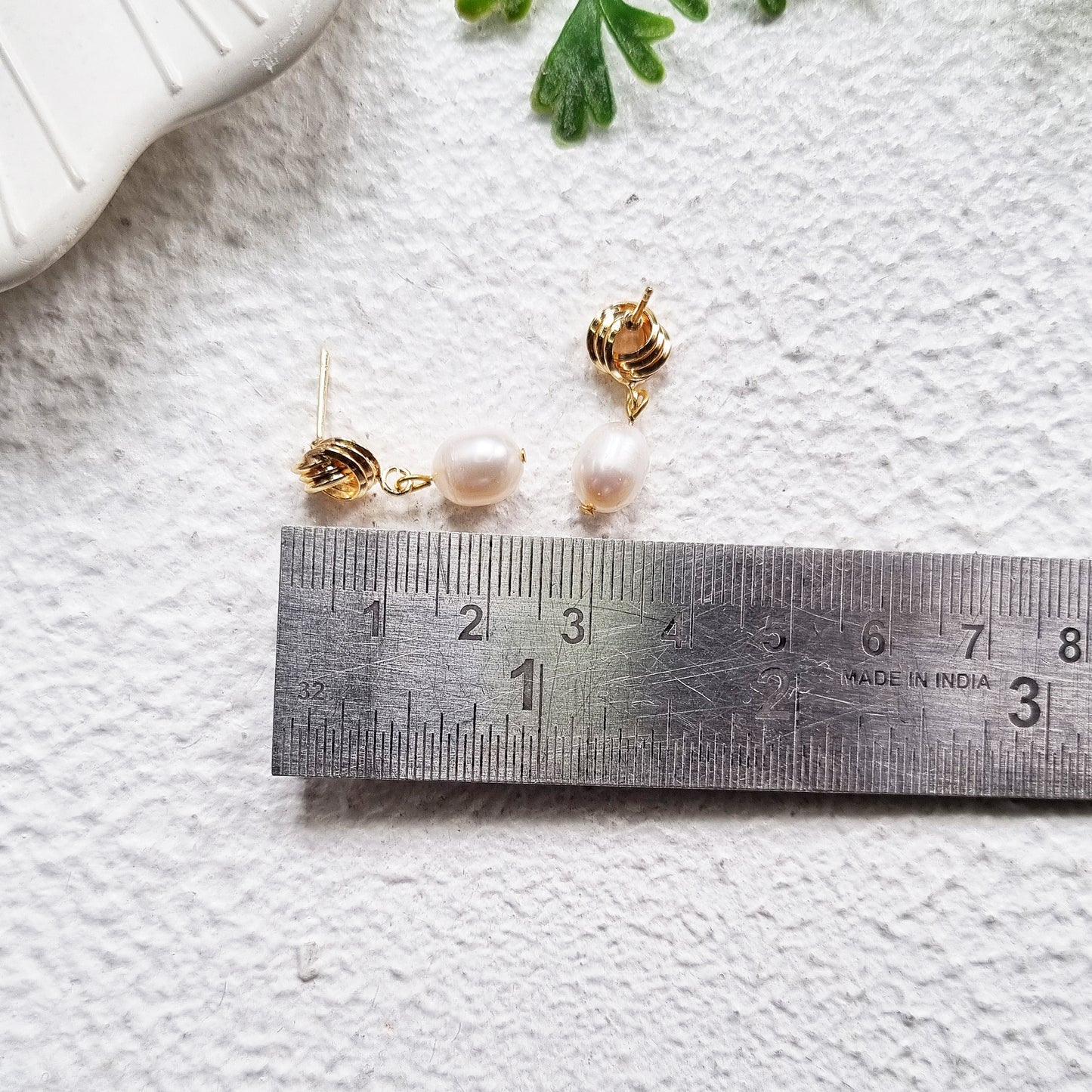 Gold Knot Pearl Drop Earrings - Baroque Pearl, Bridesmaid Gift