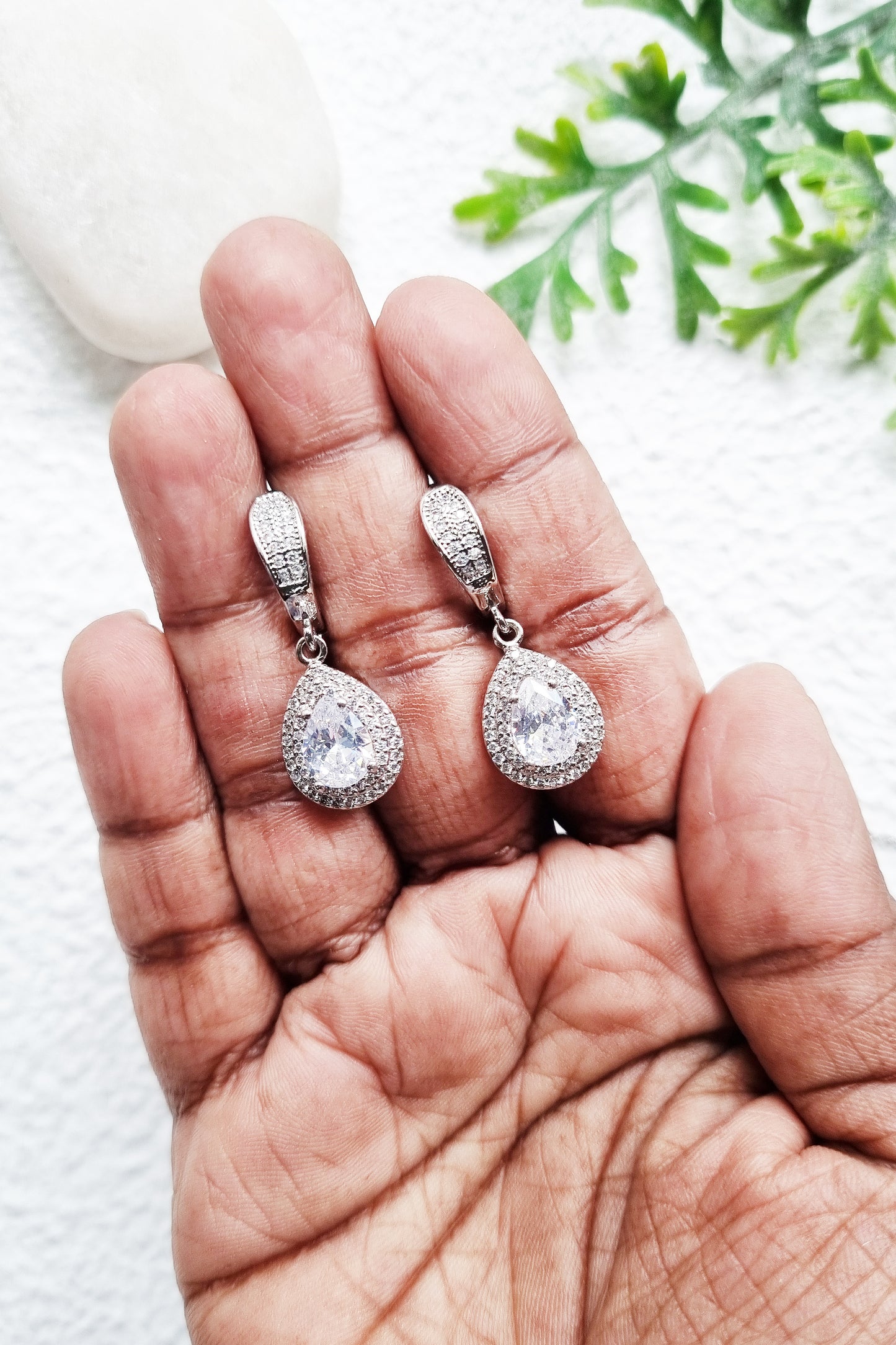 Bridal Silver Crystal Hoop Set