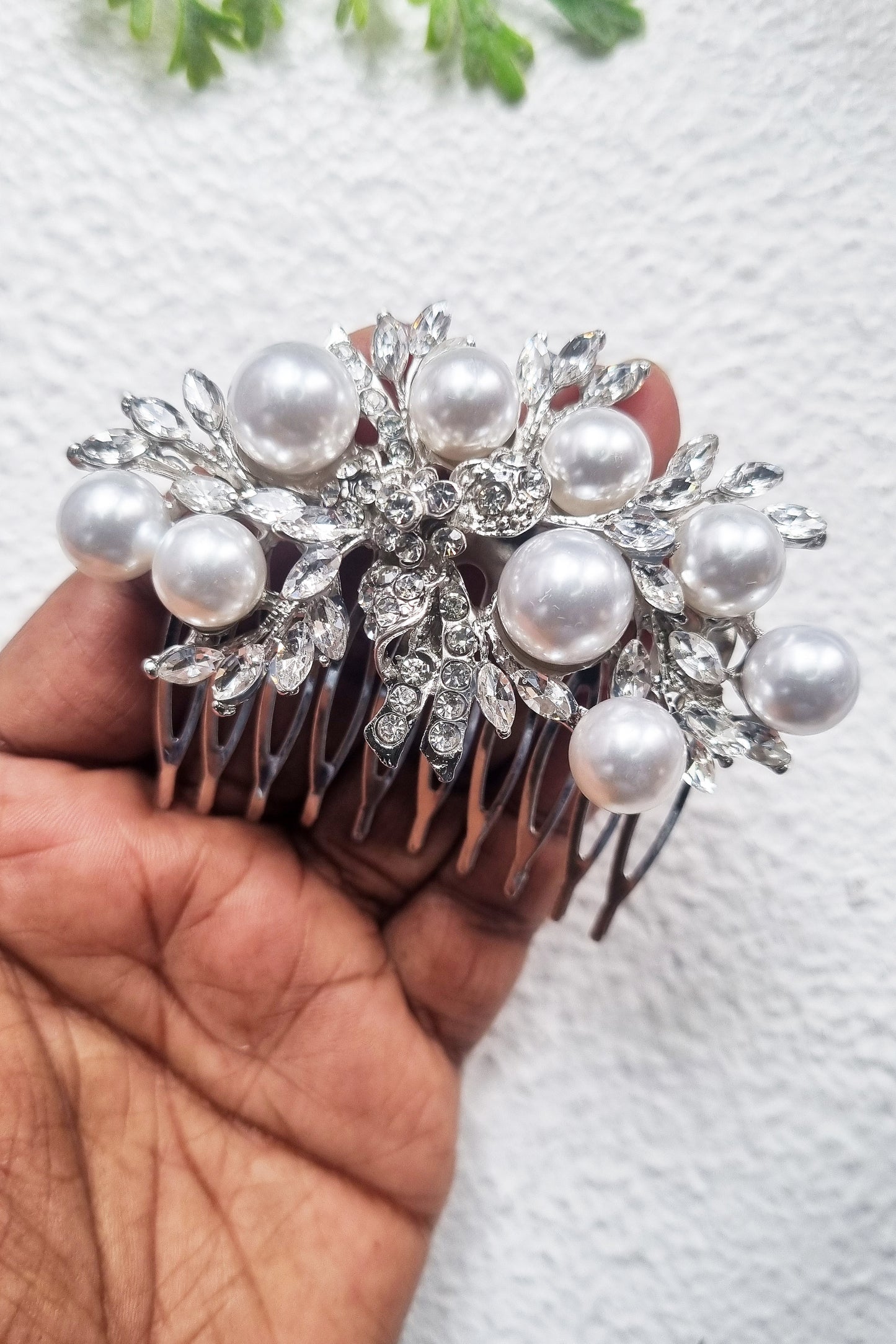 Opulent Small Bridal Comb - Pearl & Silver Detail