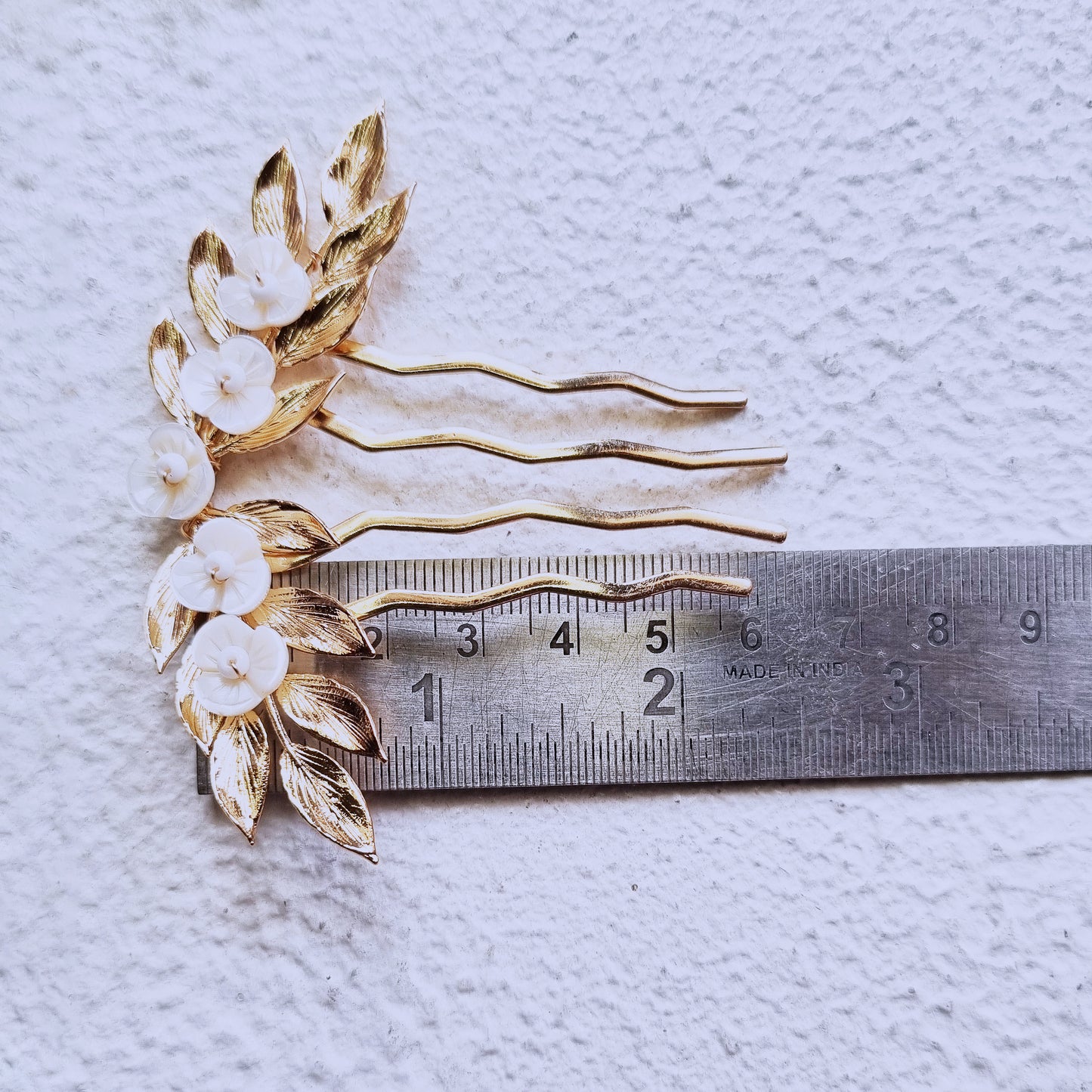 Boho Wedding Hair Fork - Gold Floral Comb with Pearls, Bridal Accessory