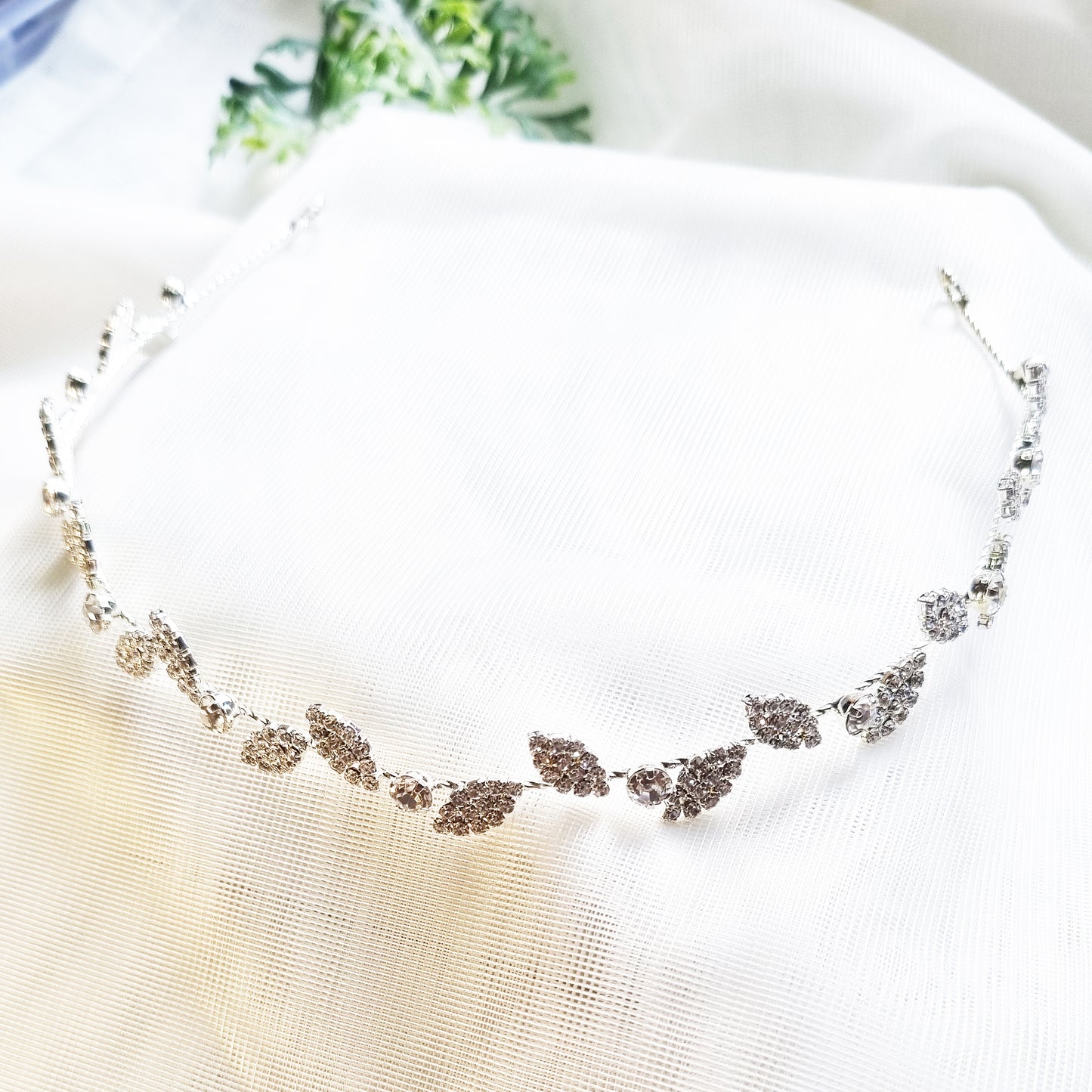 Silver Leaf Hairband for Wedding