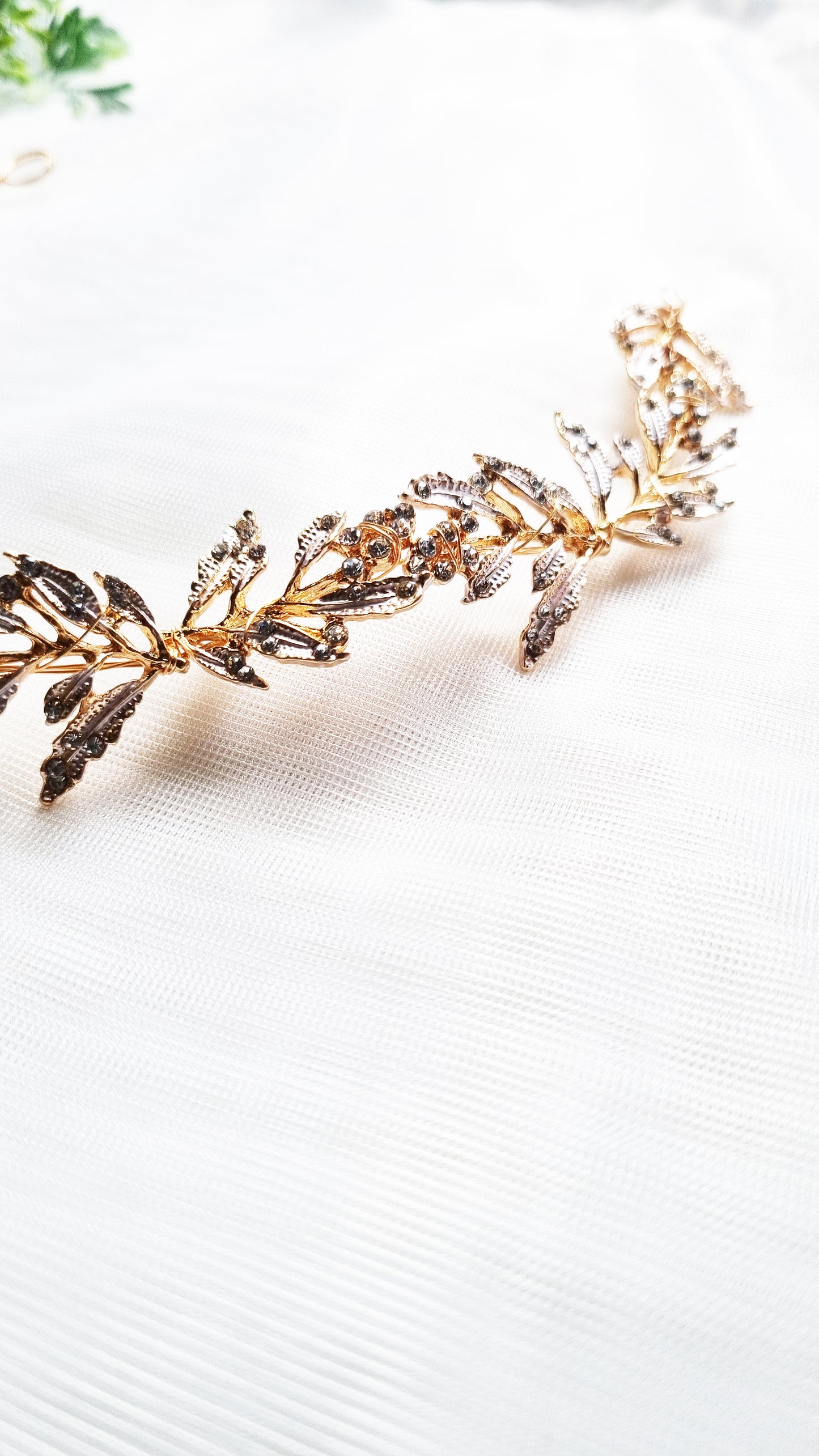 Gold Leaf Crystal Bridal Headband