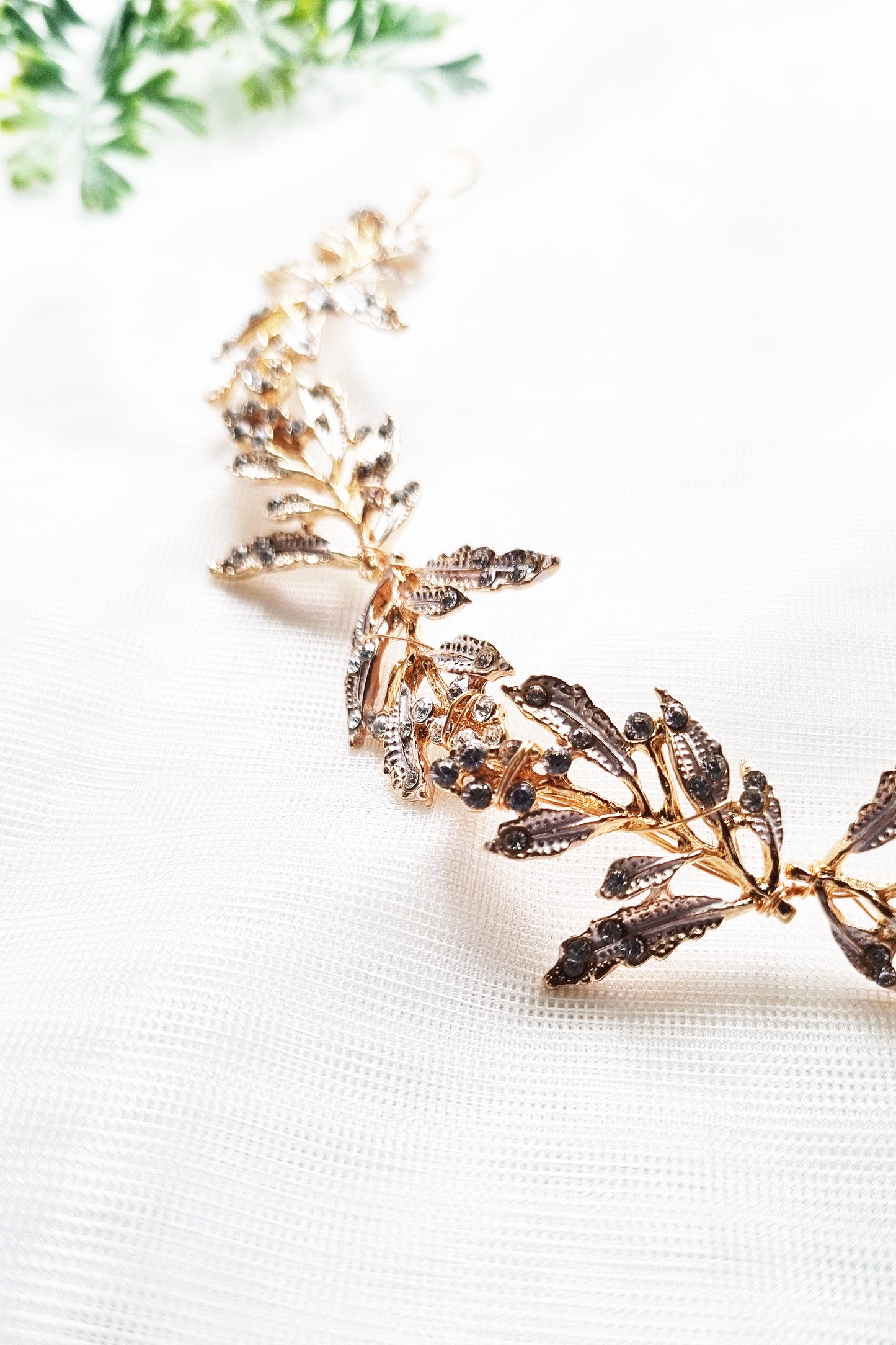 Gold Leaf Crystal Bridal Headband