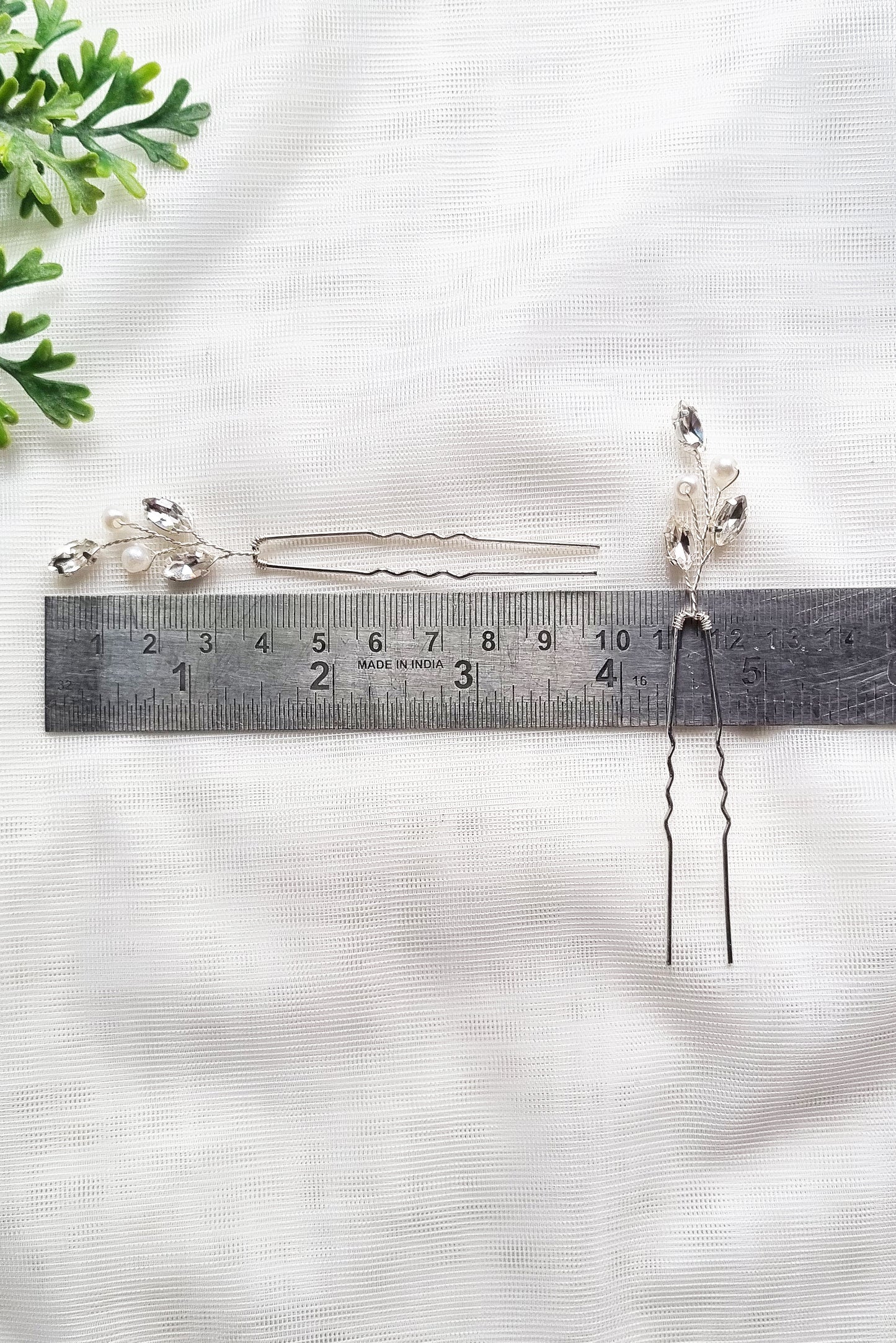 Silver Crystal Pearl Hair Pins- Set of 5