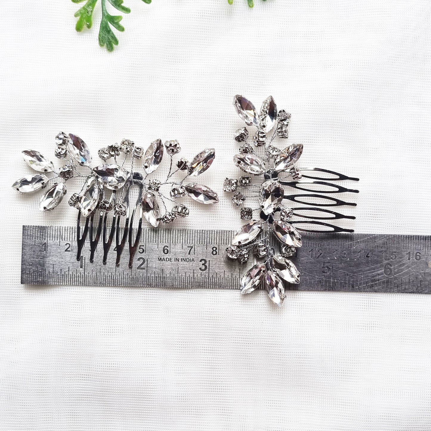Crystal Leaf Bridal Comb in Gold and Silver