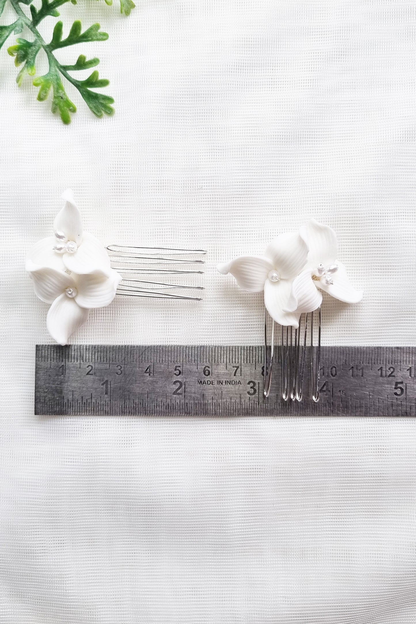 Small White Ceramic Wedding Combs - Set of 2