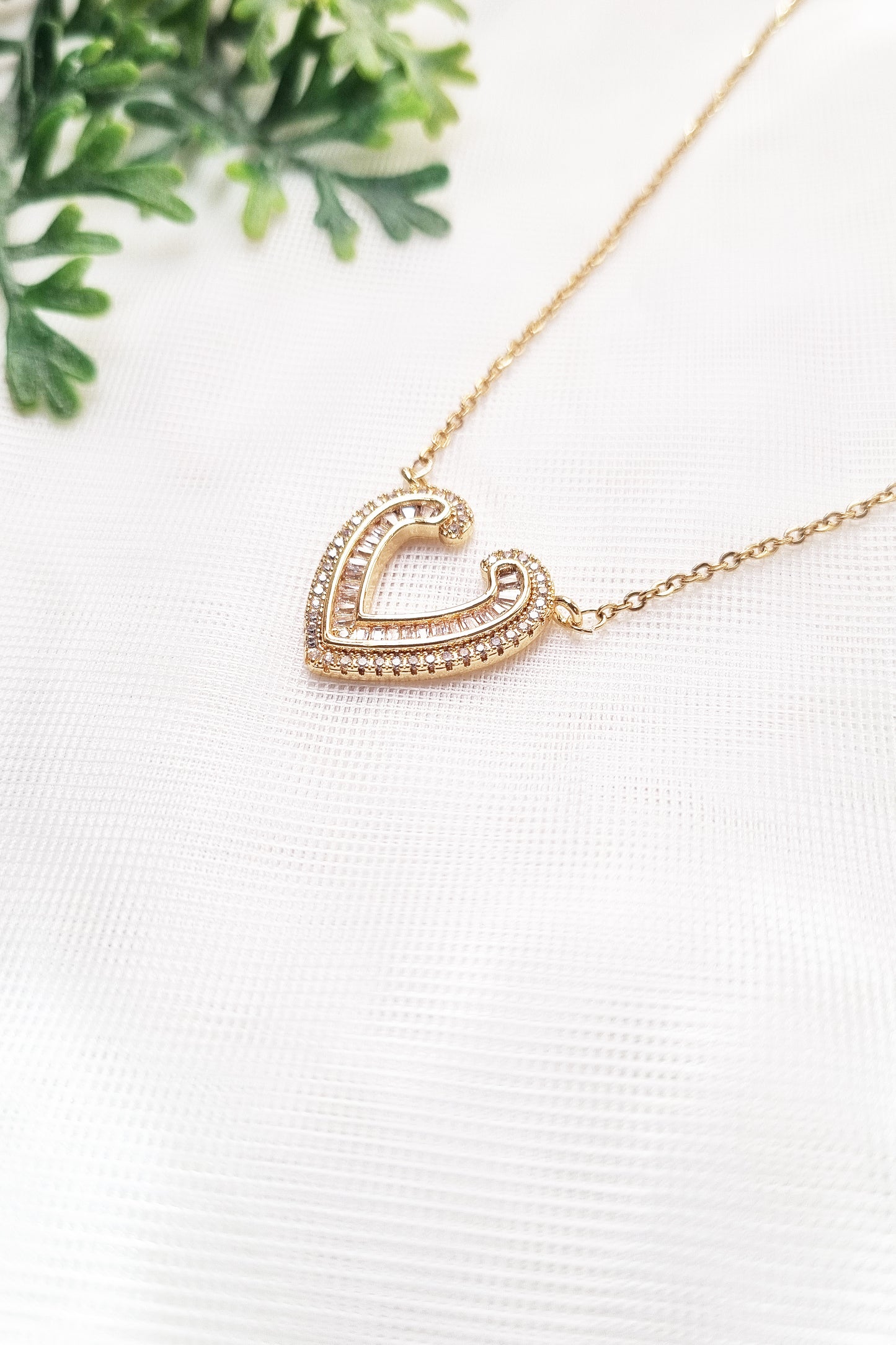 Romantic Gold CZ Heart Pendant