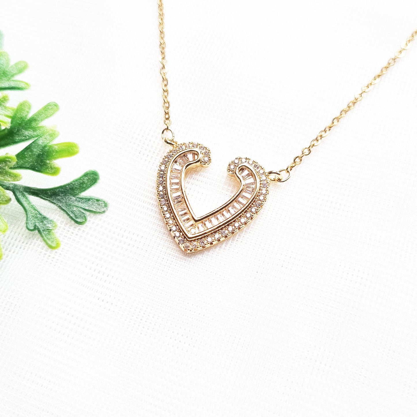 Romantic Gold CZ Heart Pendant