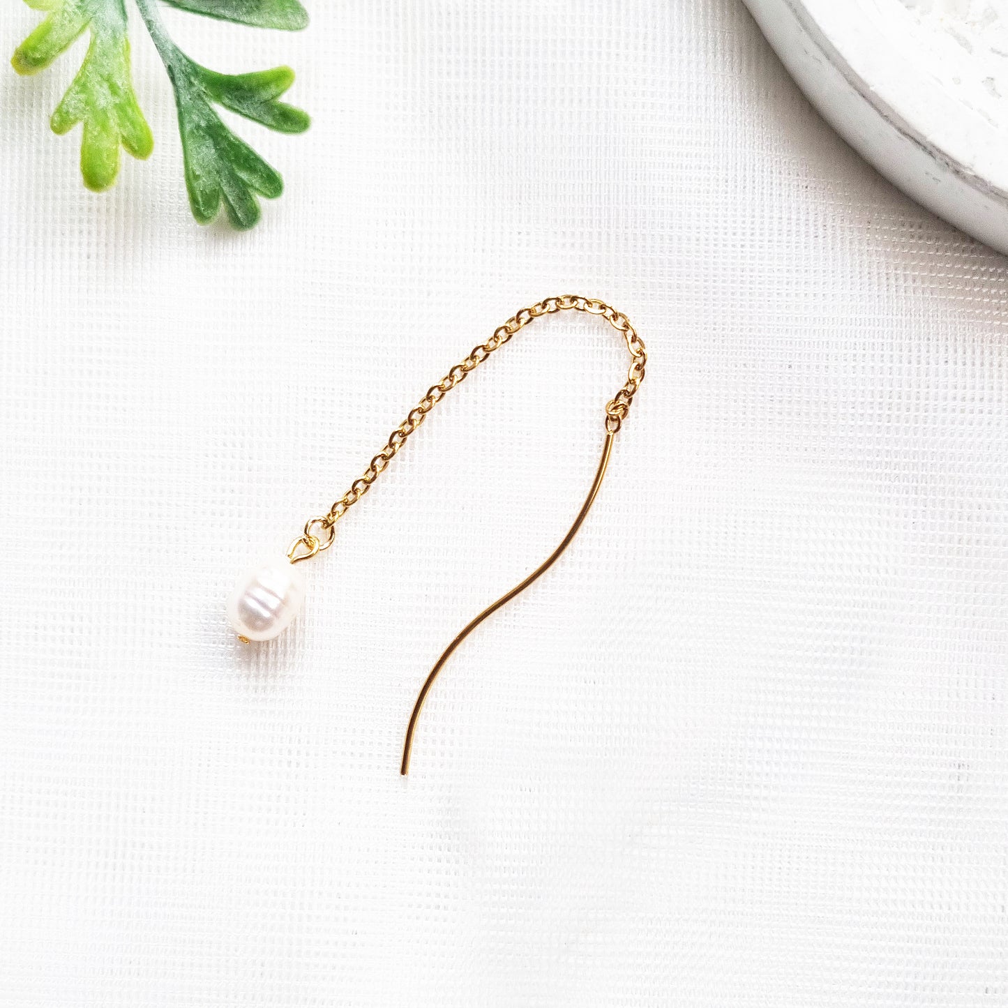 Dangle Pearl Earrings Set | Multi Piercing Gold