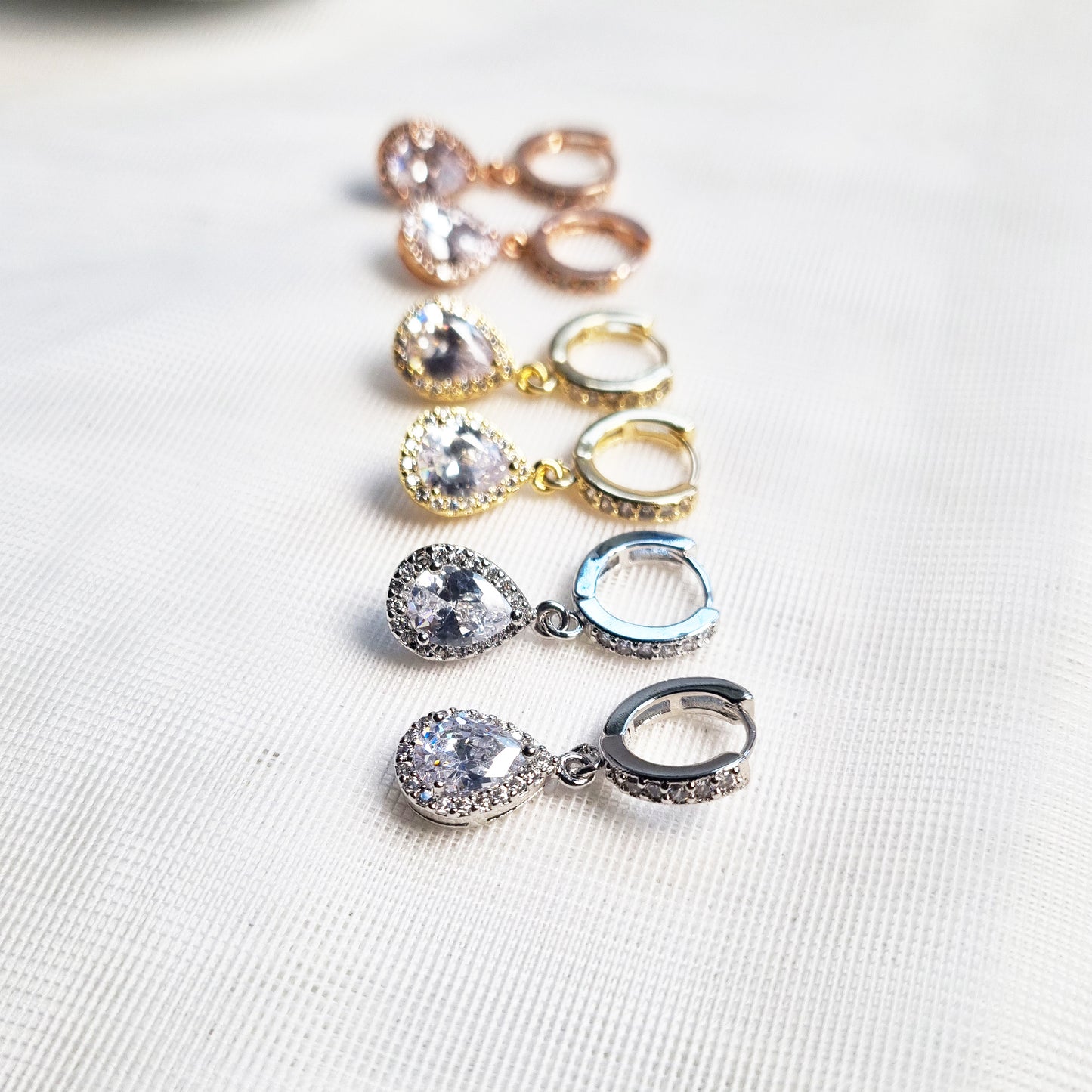 Petite CZ Dangle Hoop Earrings