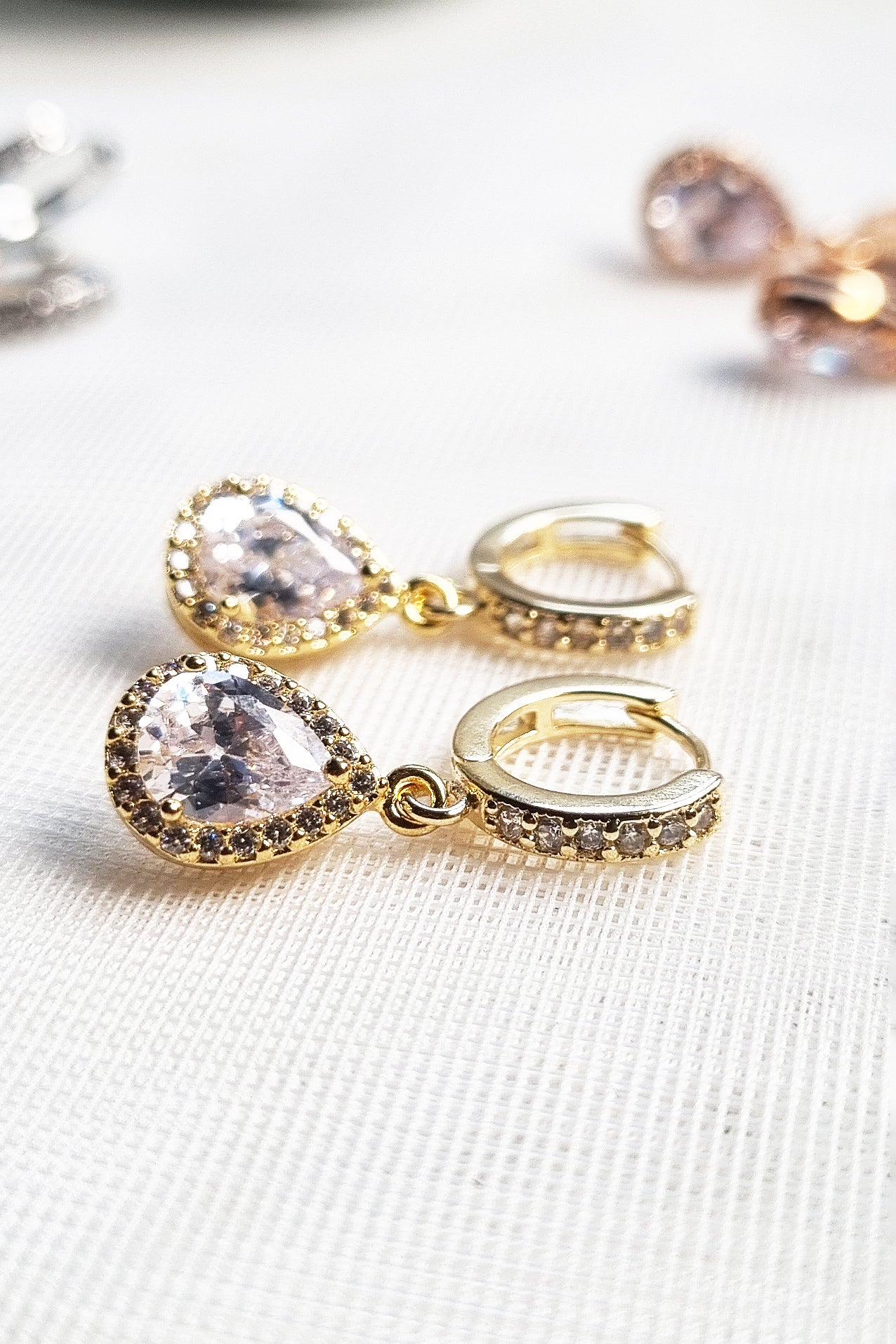 Petite CZ Dangle Hoop Earrings
