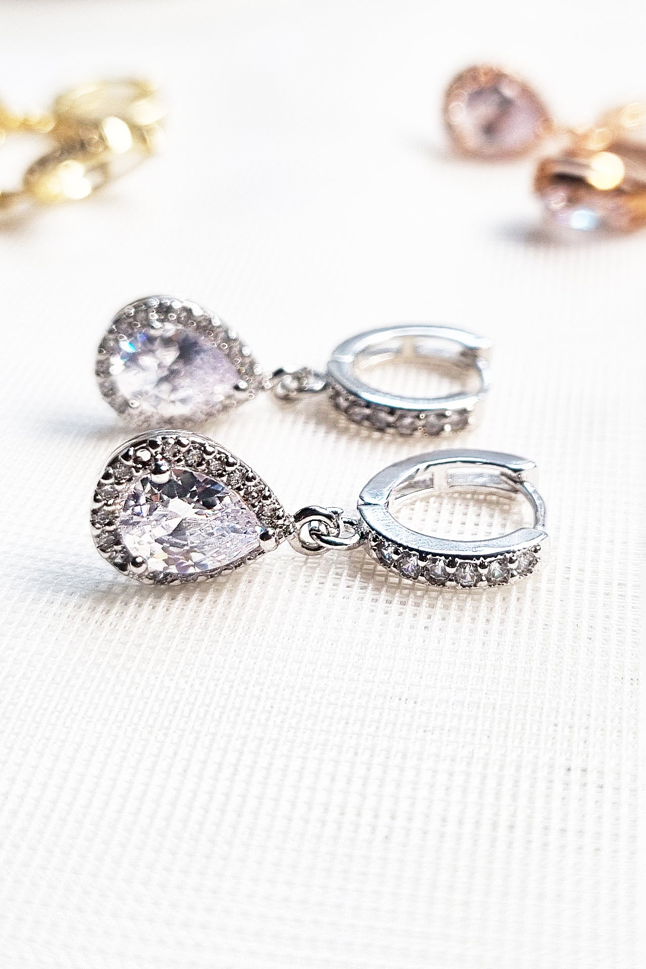 Petite CZ Dangle Hoop Earrings