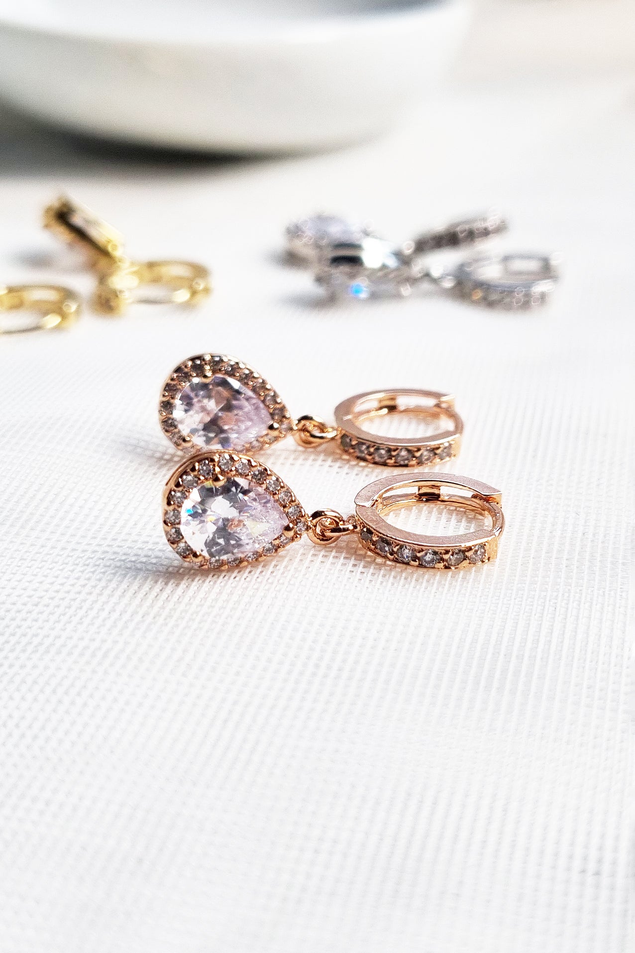 Petite CZ Dangle Hoop Earrings