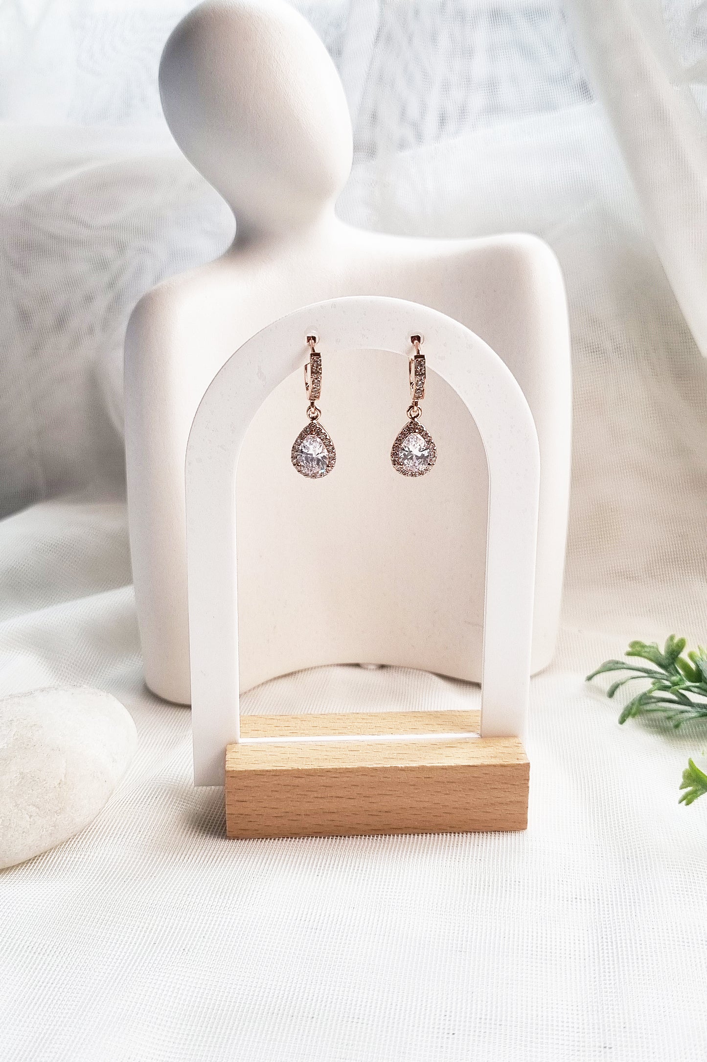 Petite CZ Dangle Hoop Earrings