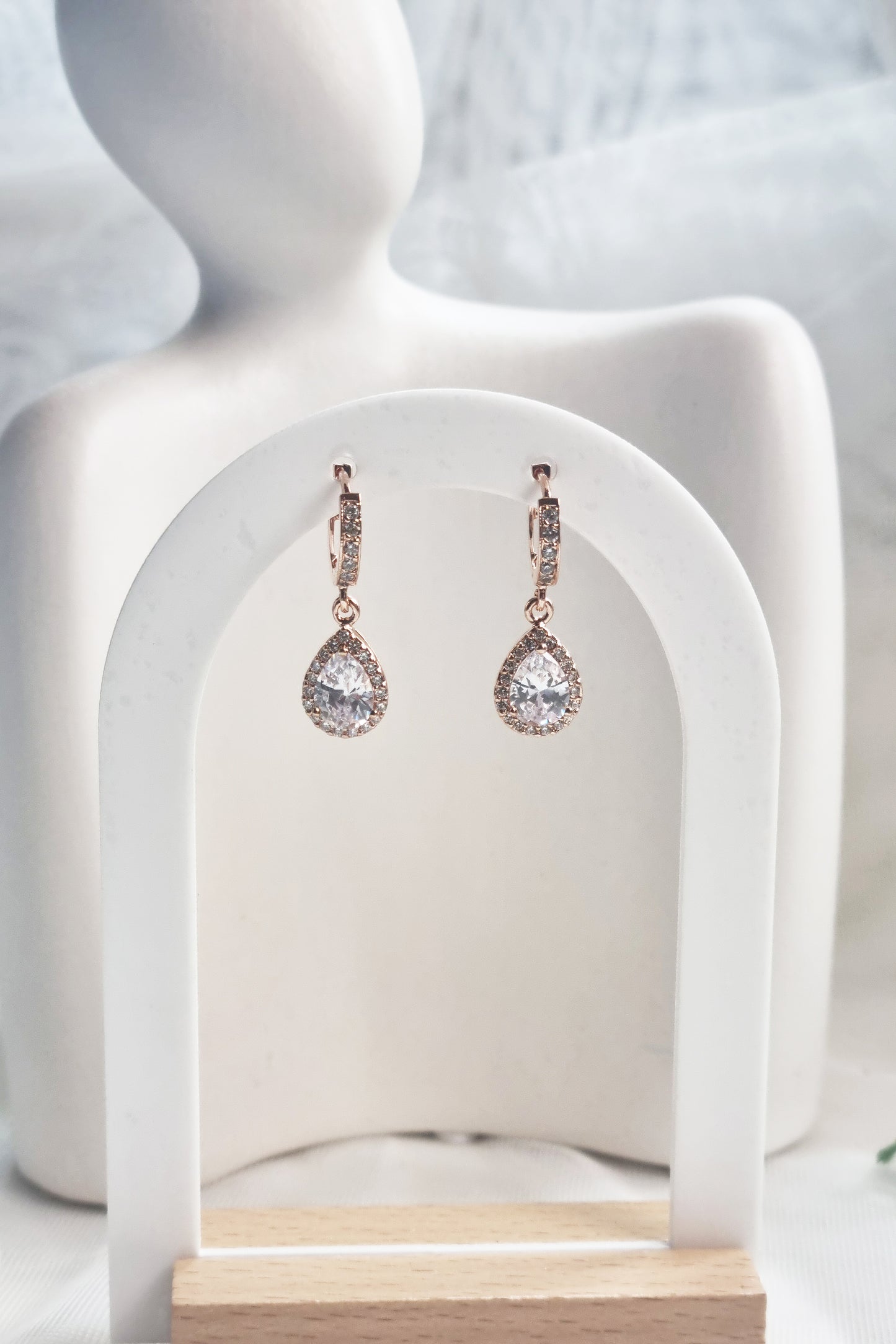 Petite CZ Dangle Hoop Earrings