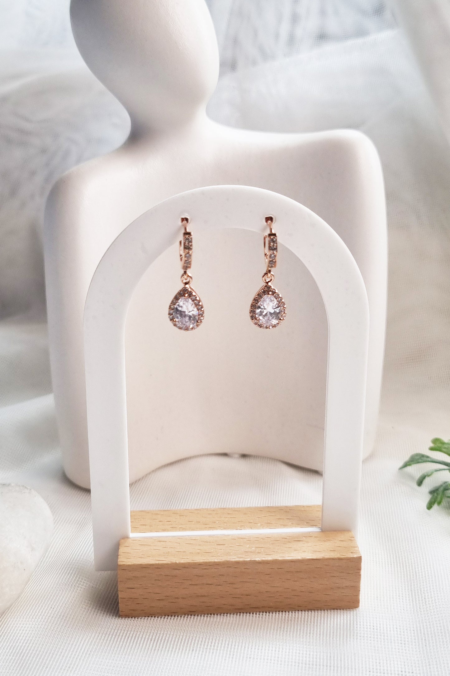 Petite CZ Dangle Hoop Earrings