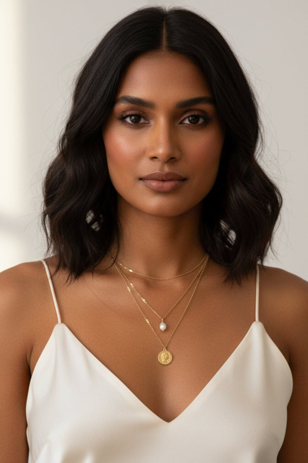 Gold coin necklace, medallion disc necklace, waterproof 18k gold plated necklace