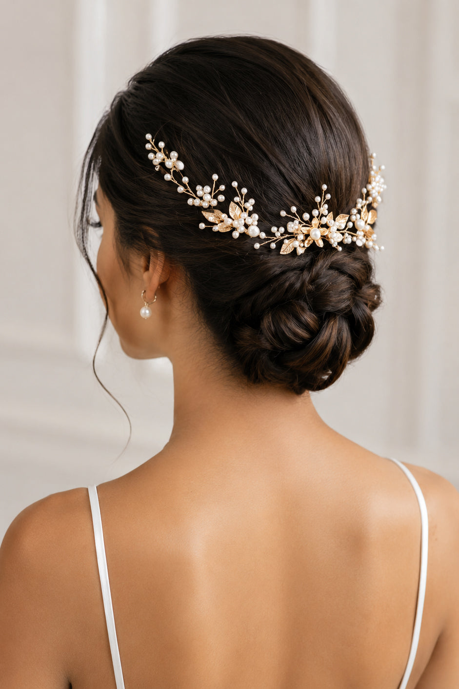 Gold Floral & Pearl Bridal Hair Accessory Set