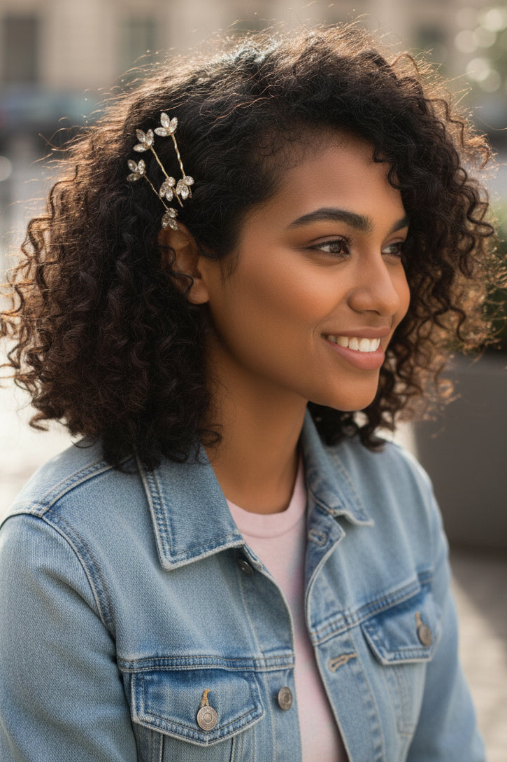 Marquise Crystal Hair Clips Set in Gold, Silver, Rose Gold - 6 pcs