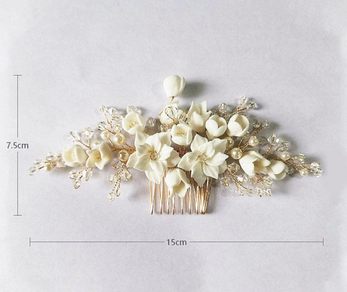 Floral Bridal Hair Comb: white floral bridal hair accessories