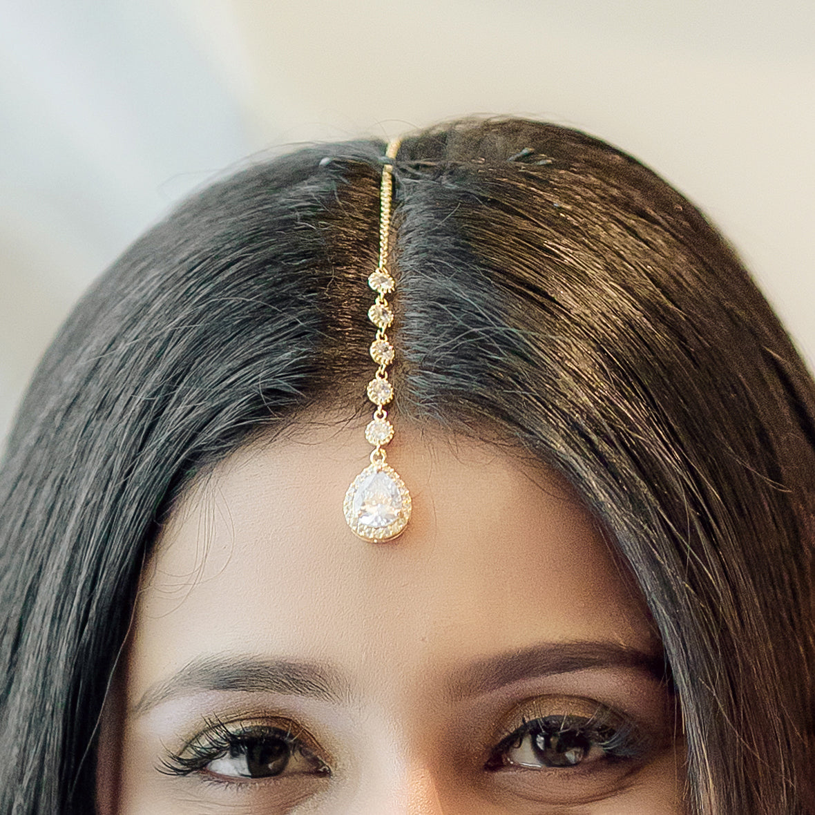 Crystal maang tikka in gold, silver and rose gold, boho bridal ethnic hair jewelry