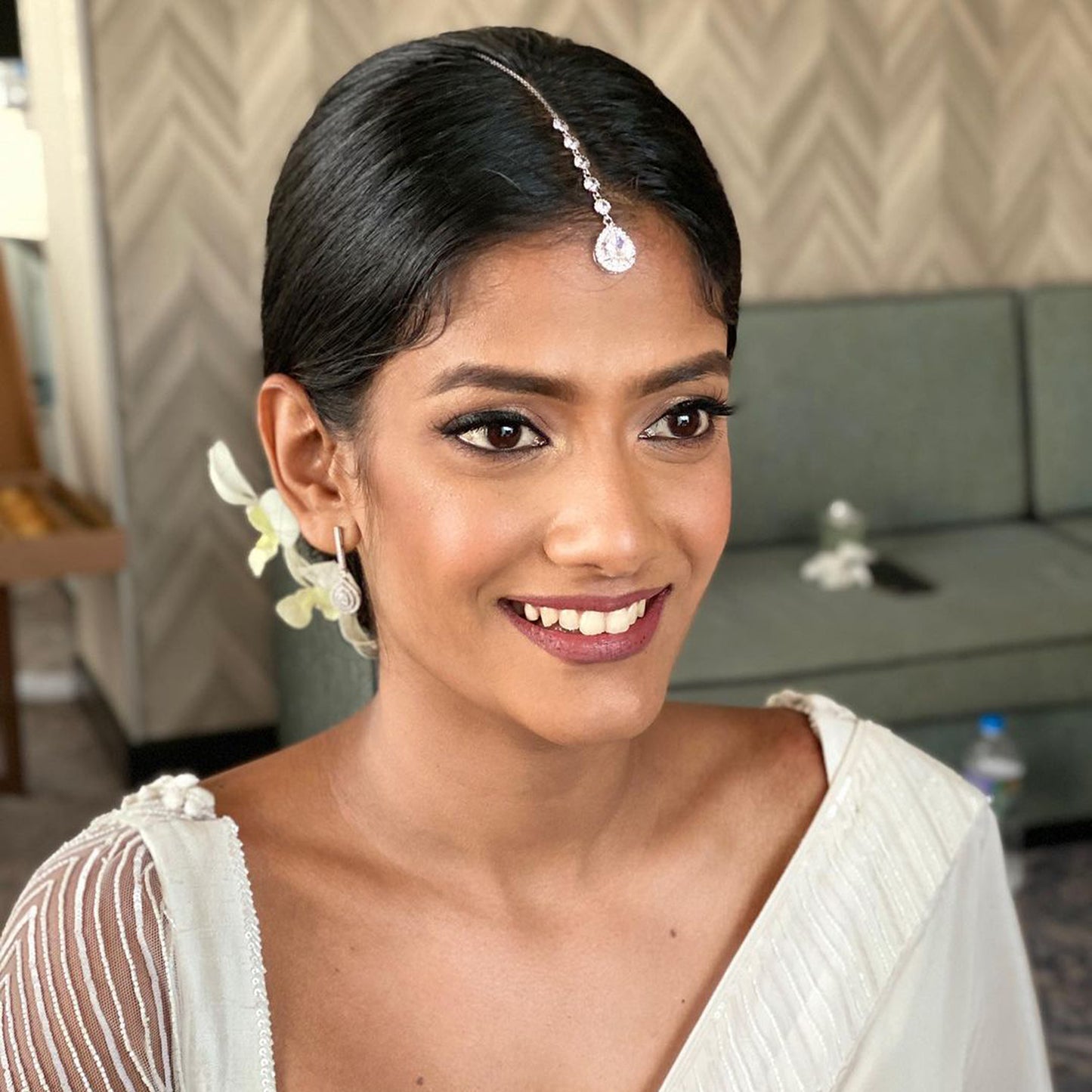 Crystal maang tikka in gold, silver and rose gold, boho bridal ethnic hair jewelry