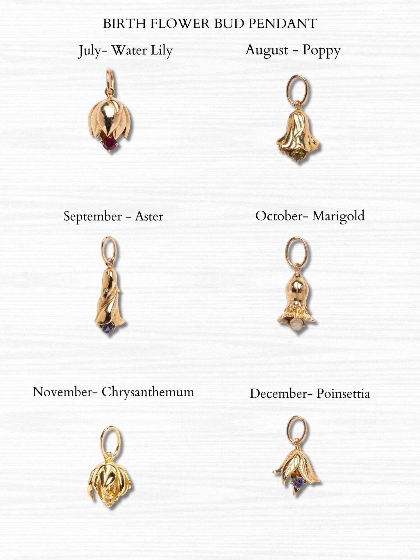 Personalized Birth Flower Necklace - Gold