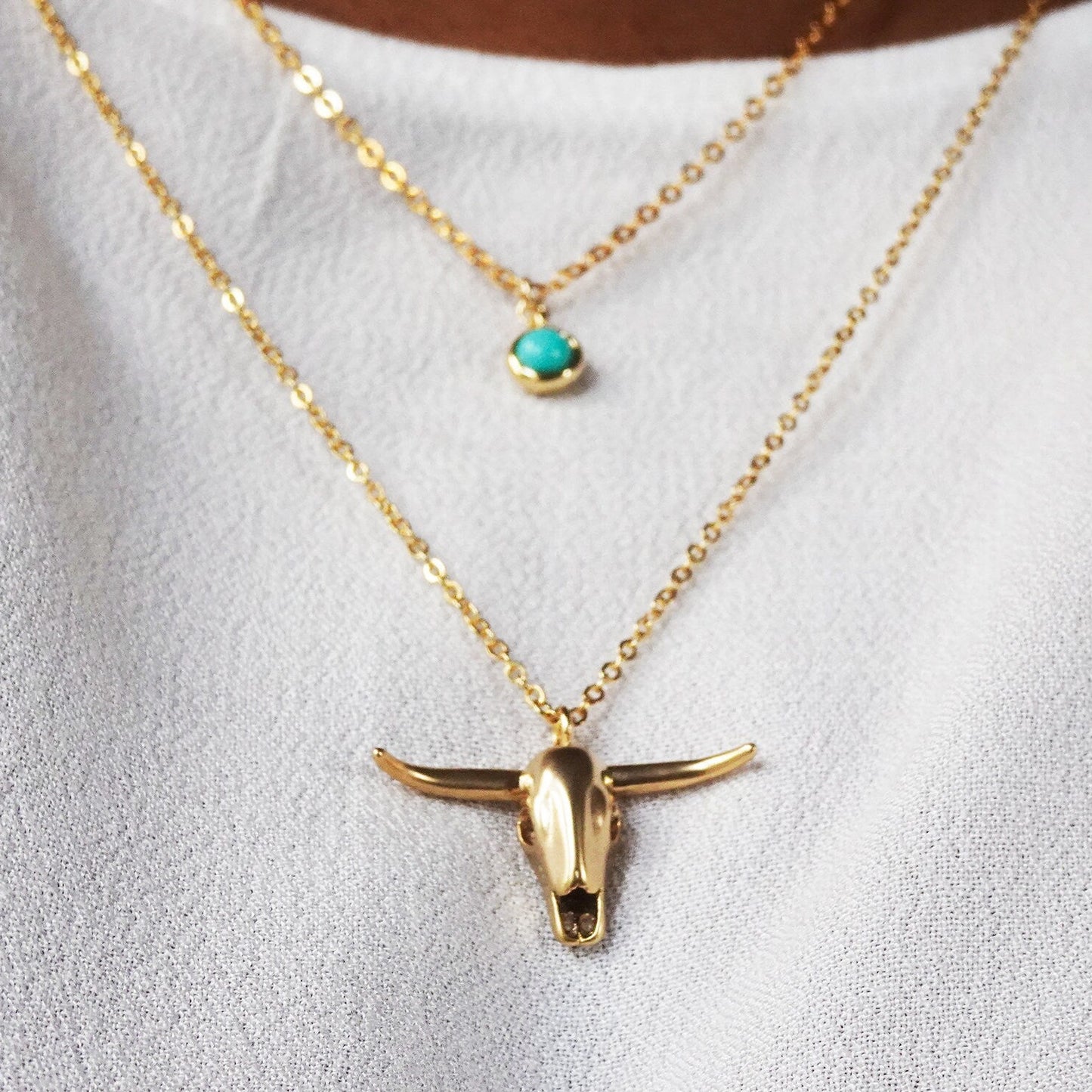longhorn necklace, bull skull necklace, cow skull necklace, cowgirl jewelry