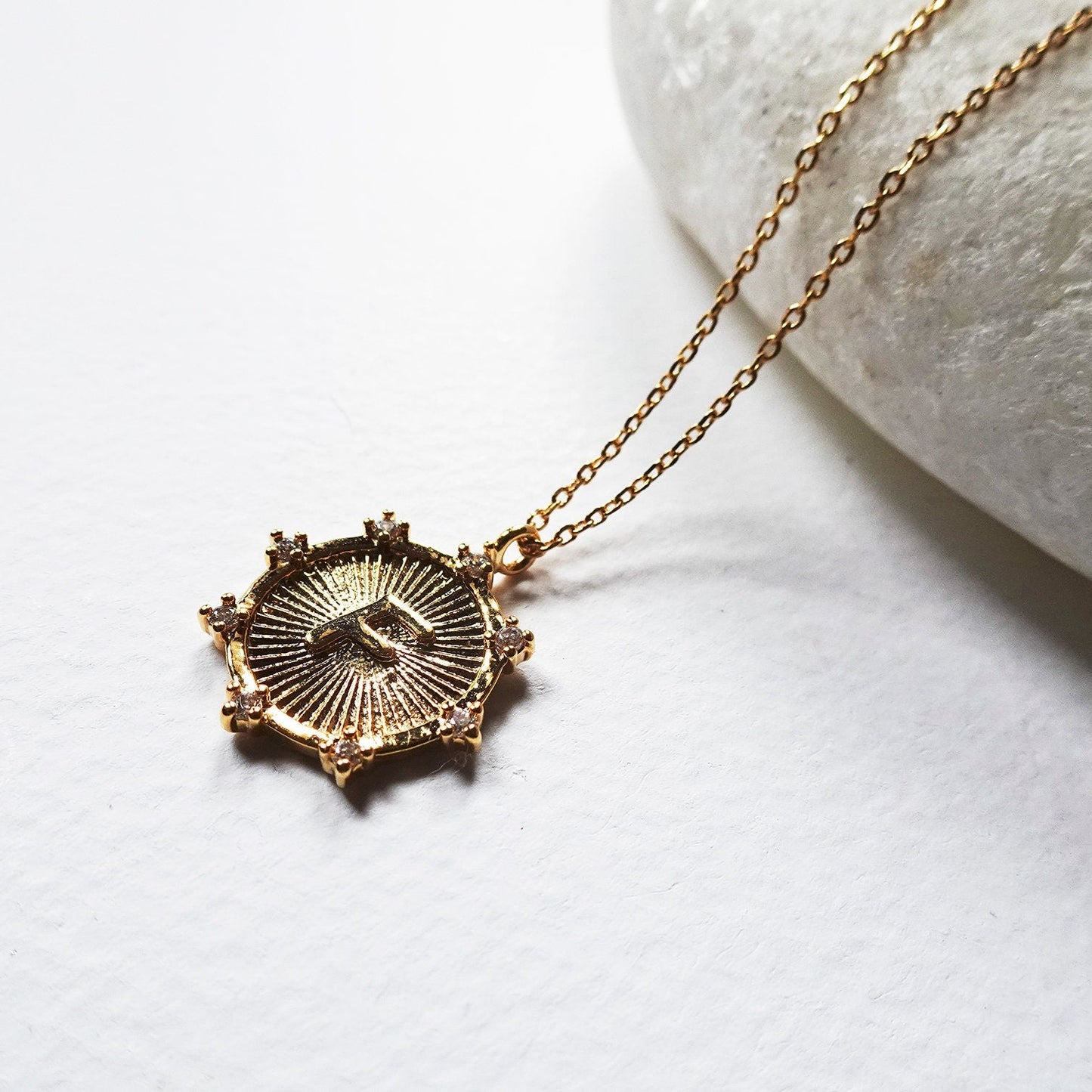 Gold letter necklace, custom personalized vintage style initial monogram jewelry
