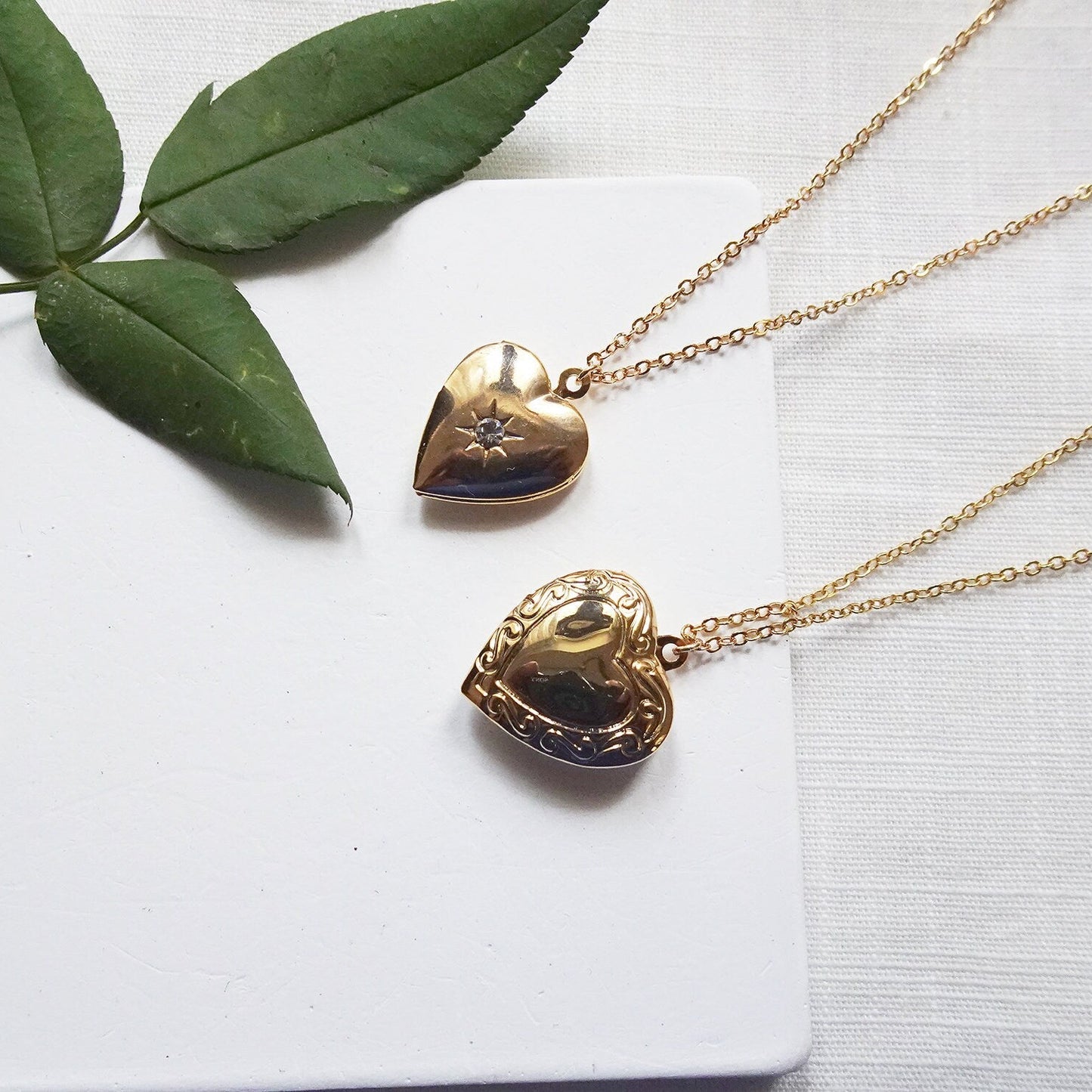 Gold Heart Locket Necklace - 3 Elegant Designs